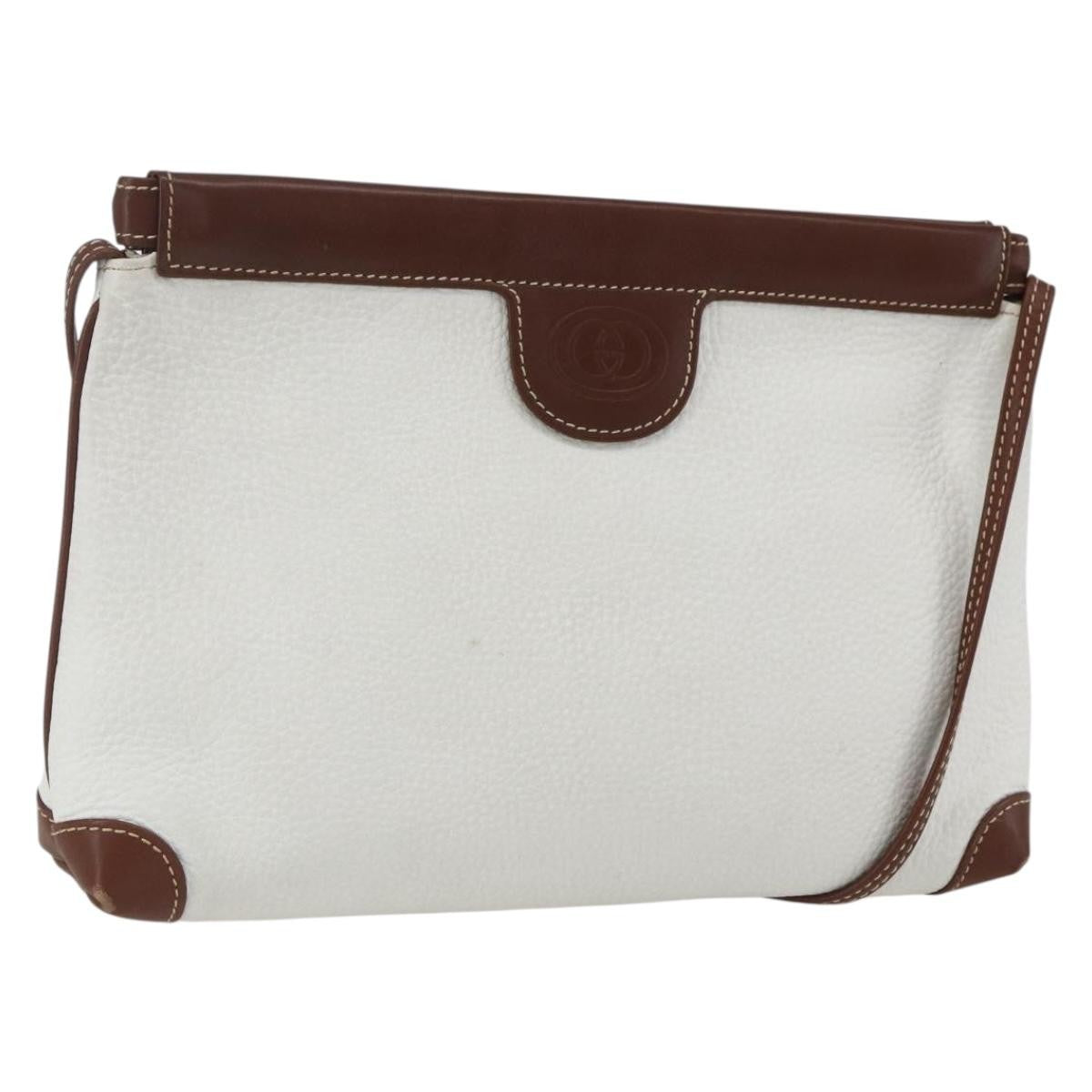 Gucci Vintage Leather White Leather Shoulder Bag Bag (Pre-Owned)
