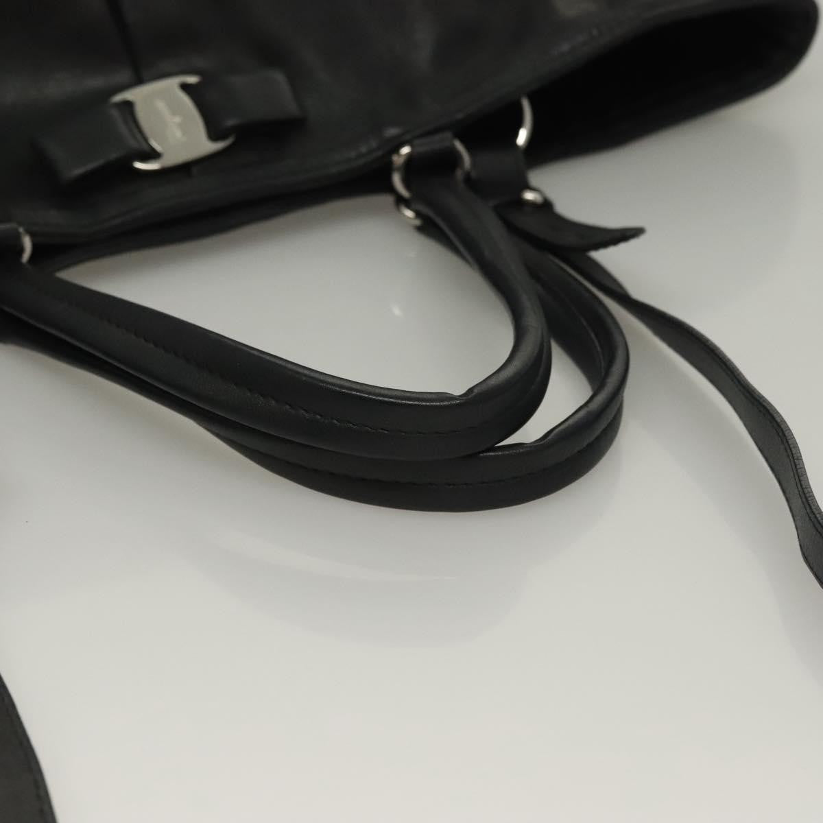 Salvatore Ferragamo Vara Bow Tote Leather Black Leather Tote Bag Bag (Pre-Owned)