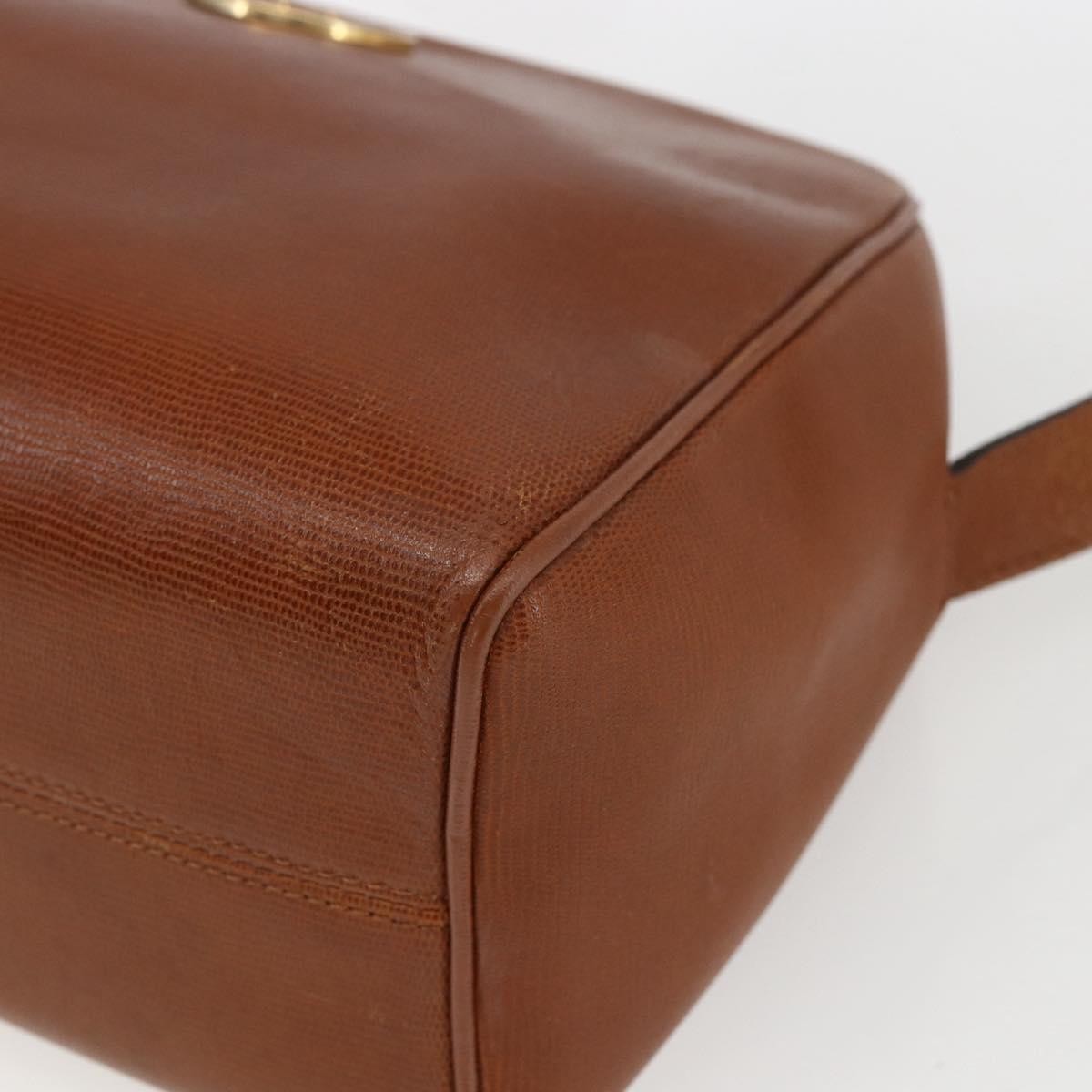 Celine Vintage Circle Logo Leather Brown Leather Shoulder Bag Bag (Pre-Owned)