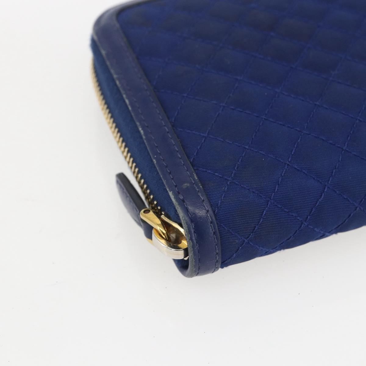 Prada Zip Around Organizer Saffiano Leather With Applique Blue Leather Wallets Accessory (Pre-Owned)