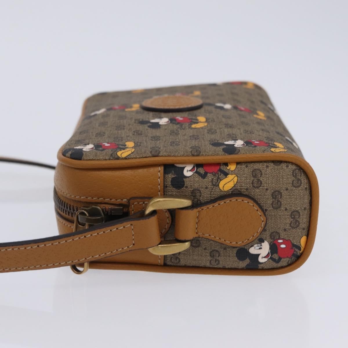 Gucci Disney Mickey Mouse Printed Mini Gg Coated Canvas Beige Canvas Shoulder Bag Bag (Pre-Owned)