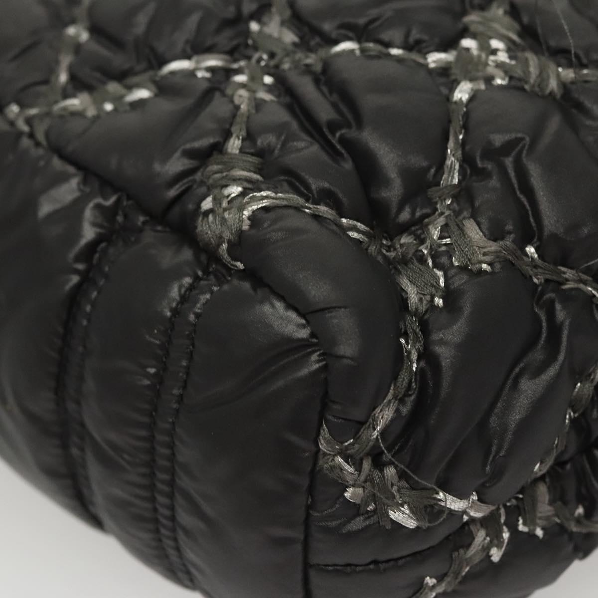 Chanel Tweed On Stitch Zip Tote Quilted Nylon Black Nylon Shoulder Bag Bag (Pre-Owned)
