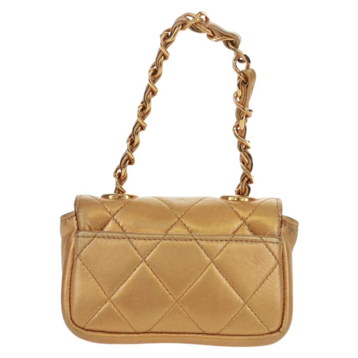 Chanel Classic Flap Charm Chain Belt Quilted Caviar Gold Leather Handbag (Pre-Owned)