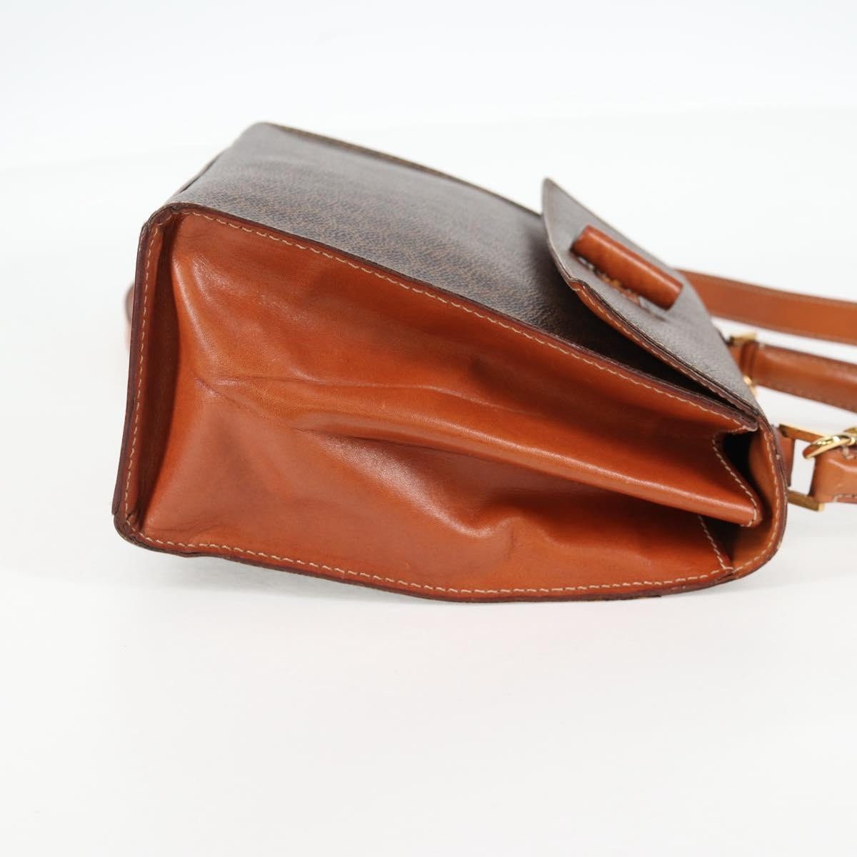 Celine Vintage Convertible Top Handle Macadam Coated Canvas Brown Canvas Handbag (Pre-Owned)