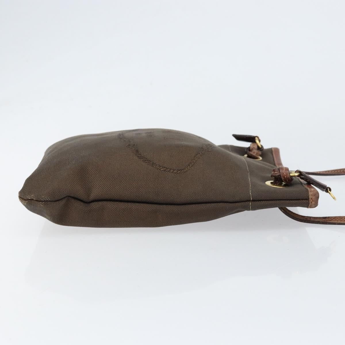 Prada Logo Flat Messenger Canvas Brown Canvas Shoulder Bag Bag (Pre-Owned)