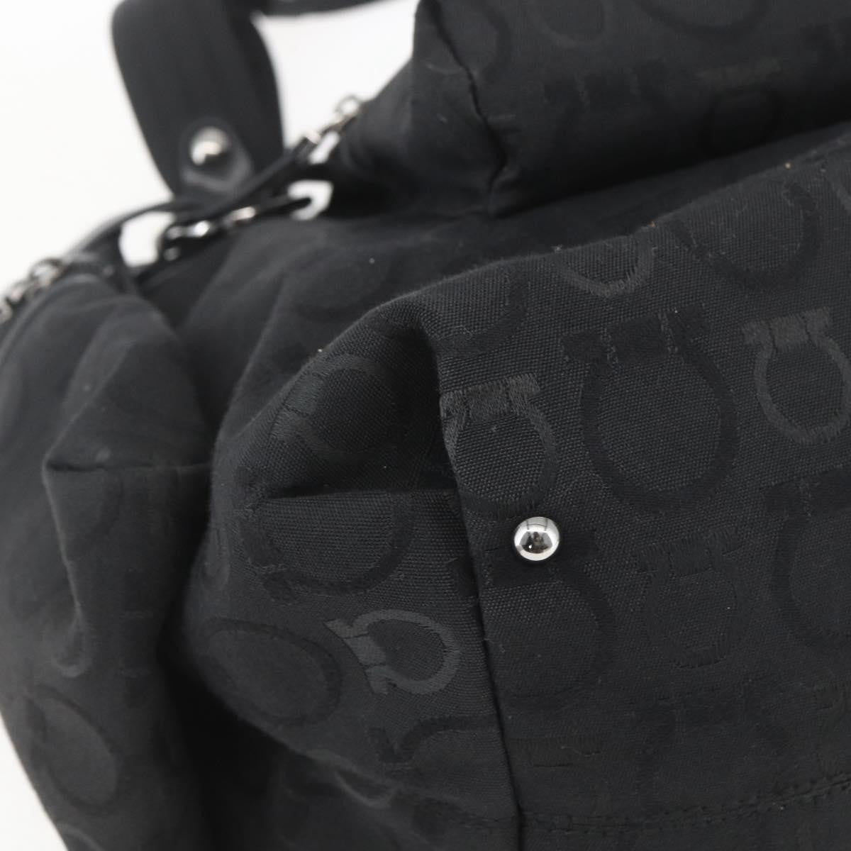 Salvatore Ferragamo Gancini Tote Nylon Black Nylon Tote Bag Bag (Pre-Owned)