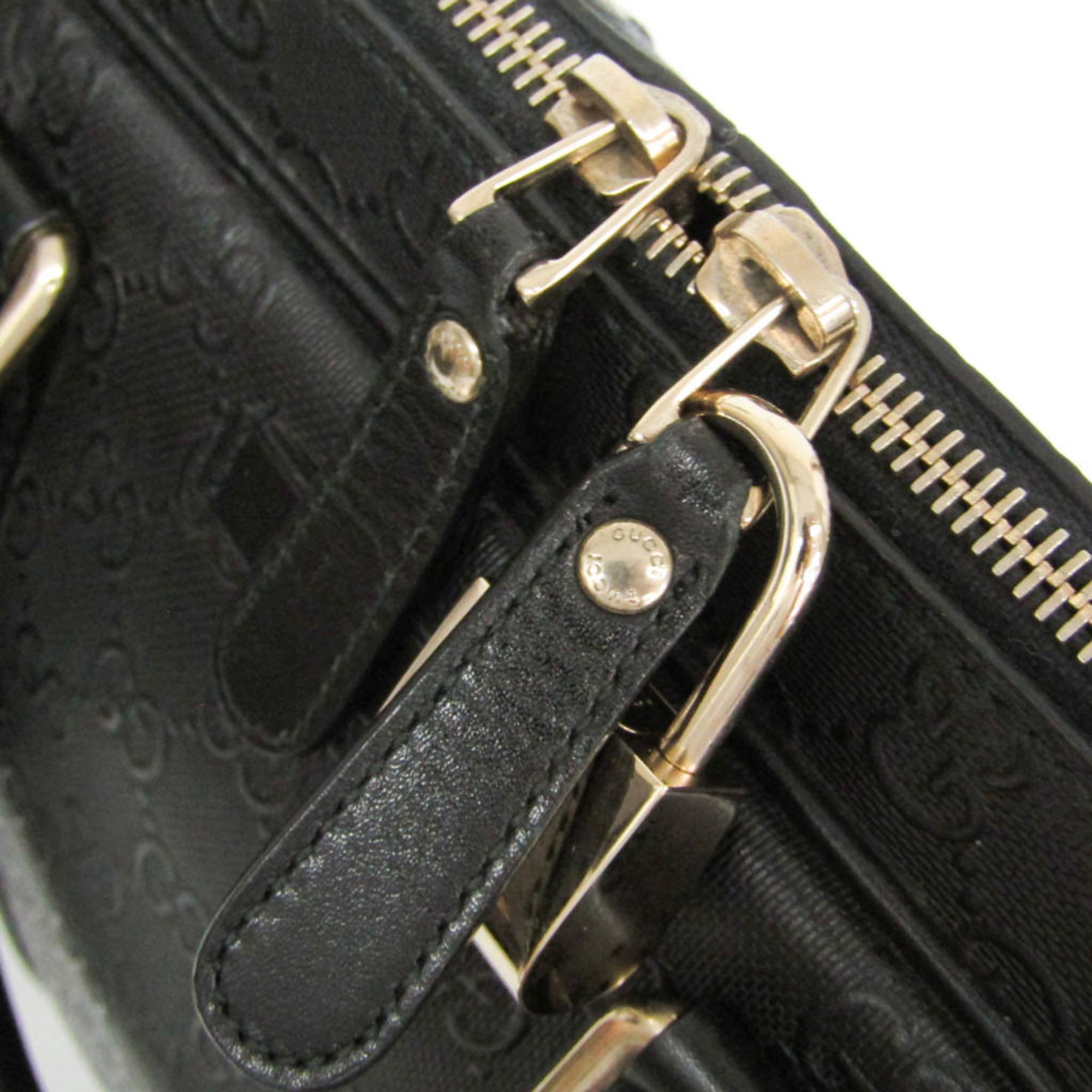 Gucci Convertible Briefcase Guccissima Leather Black Leather Briefcase Bag (Pre-Owned)