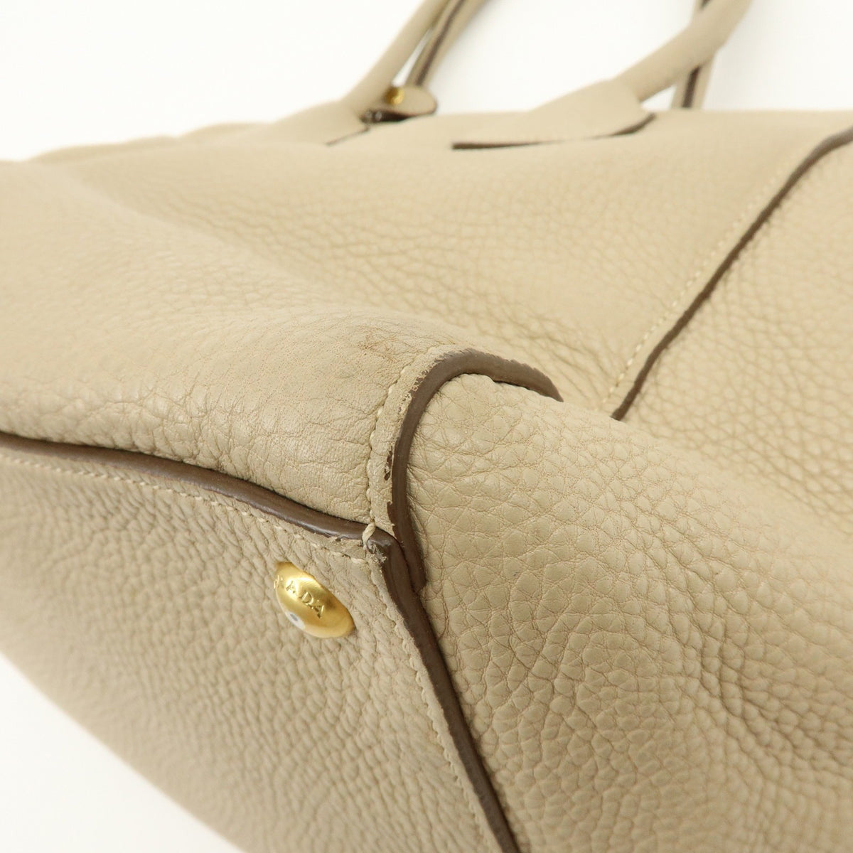 Prada Front Pocket Wing Convertible Vitello Daino Beige Leather Tote Bag Bag (Pre-Owned)