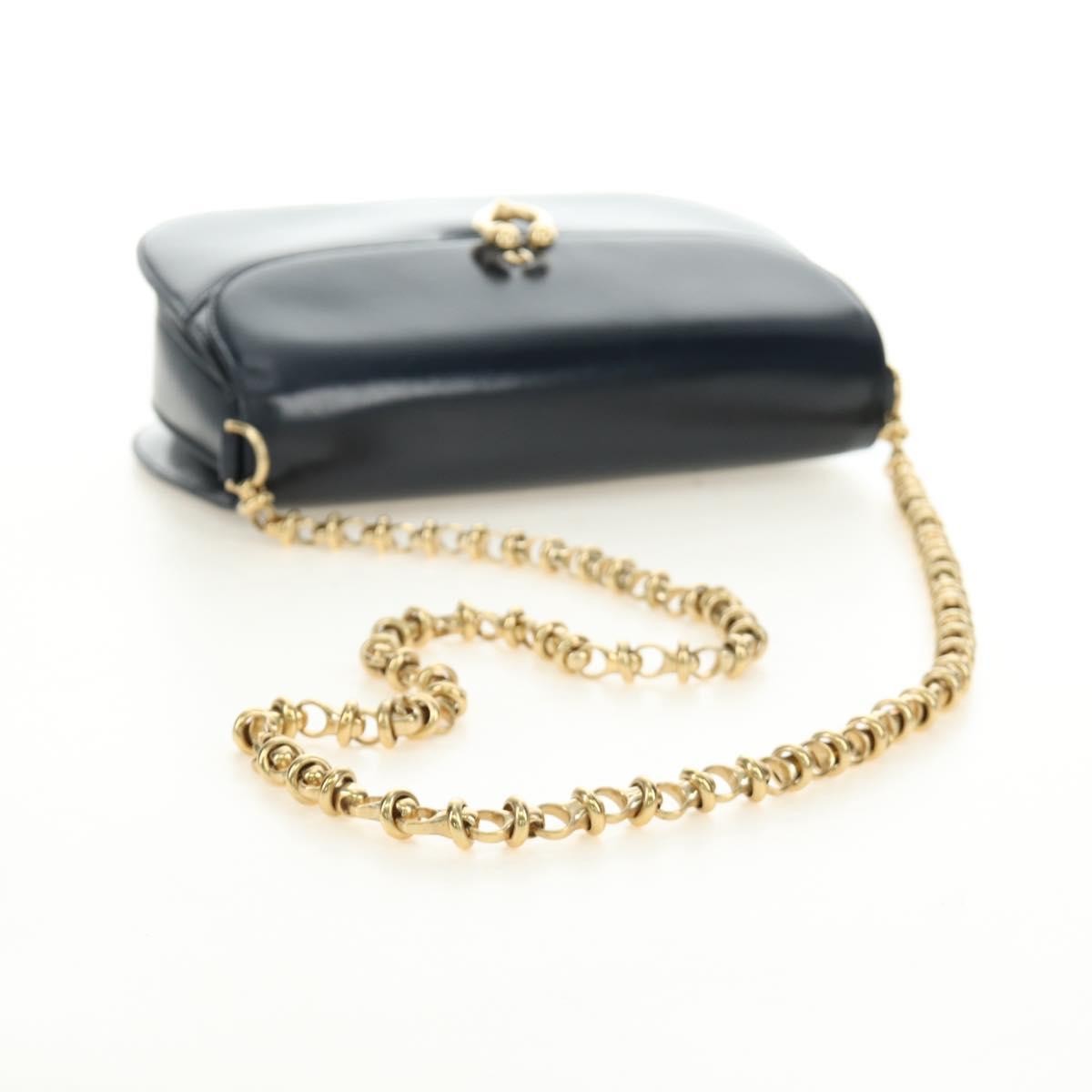 Gucci Chain Flap Leather Navy Leather Shoulder Bag Bag (Pre-Owned)