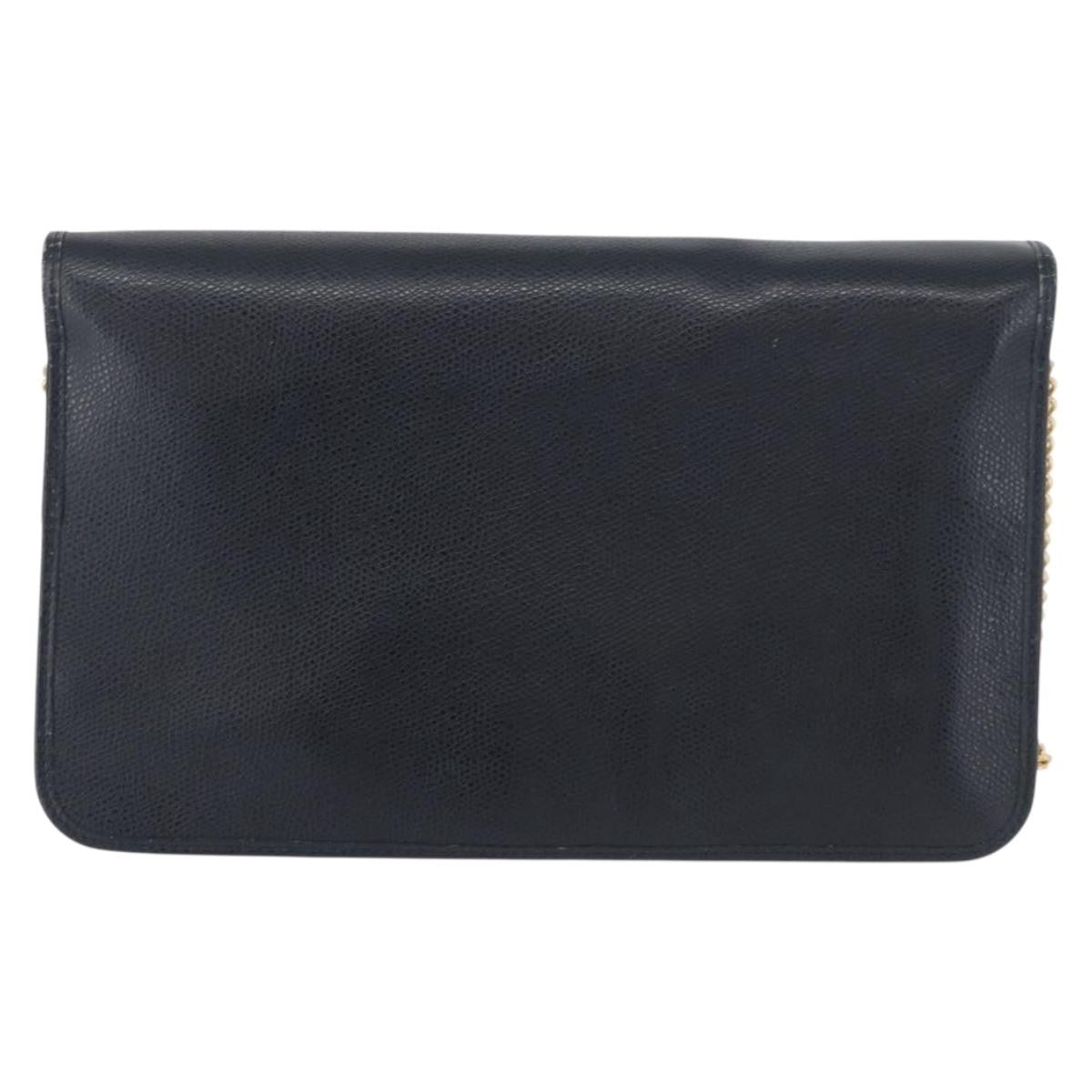 Christian Dior Vintage Chain Flap Leather Navy Leather Shoulder Bag Bag (Pre-Owned)