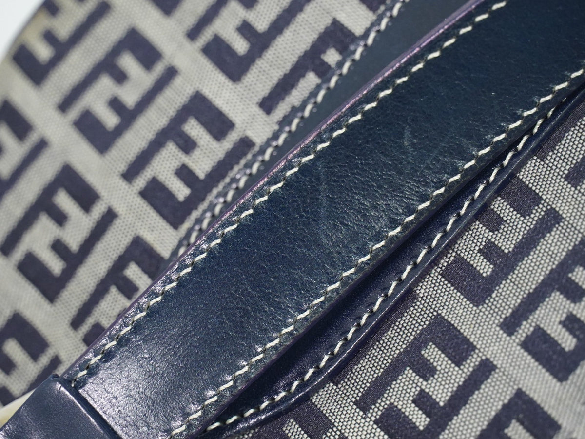 Fendi Vintage Shoulderbag Canvas Navy Canvas Shoulder Bag Bag (Pre-Owned)