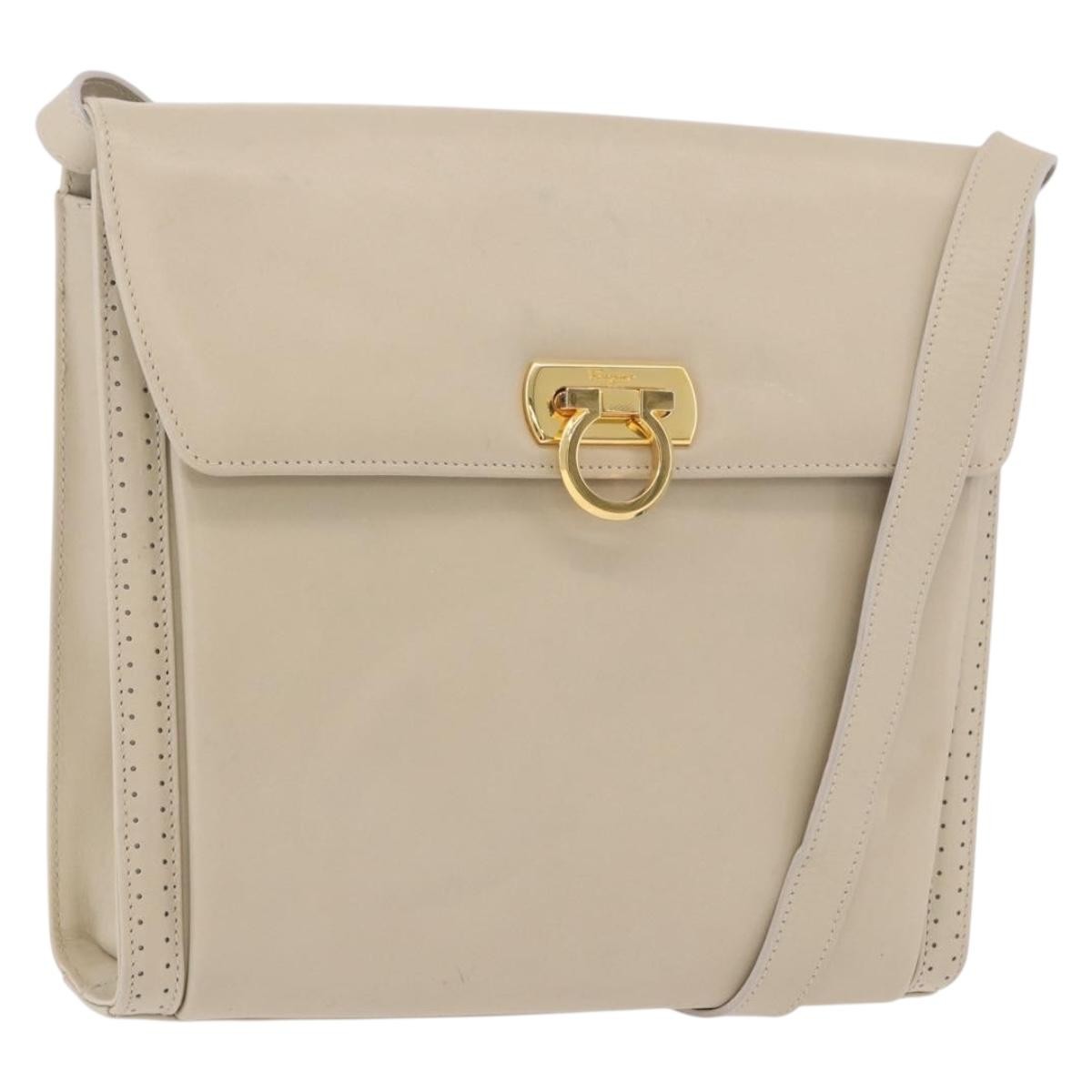 Salvatore Ferragamo Gancini Leather Beige Leather Shoulder Bag Bag (Pre-Owned)