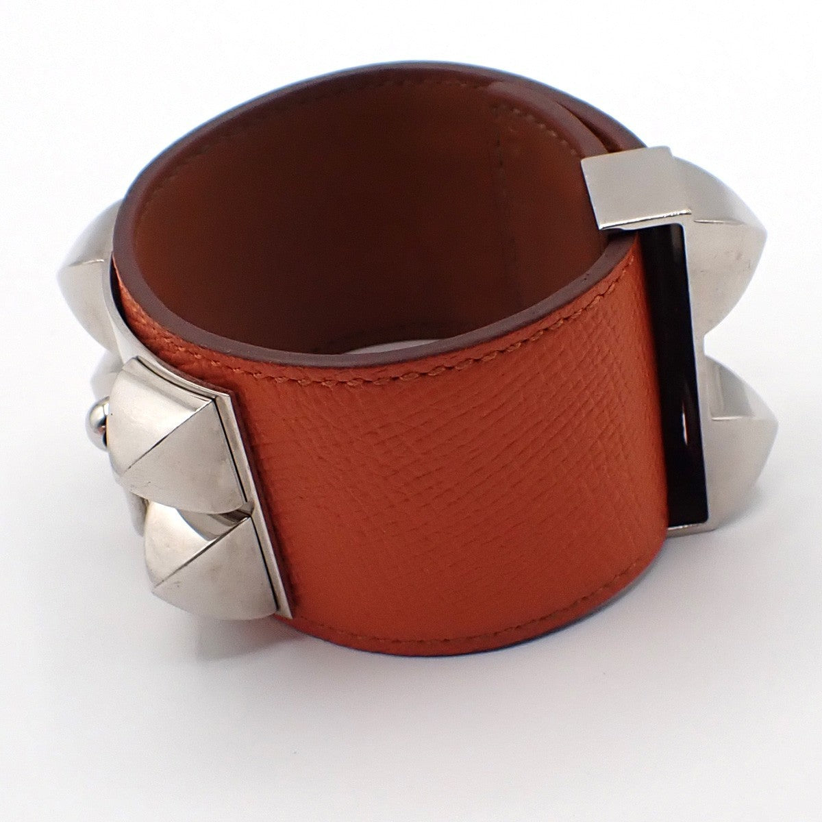 Hermes Collier De Chien Leather Orange Leather Bracelet Jewelry (Pre-Owned)
