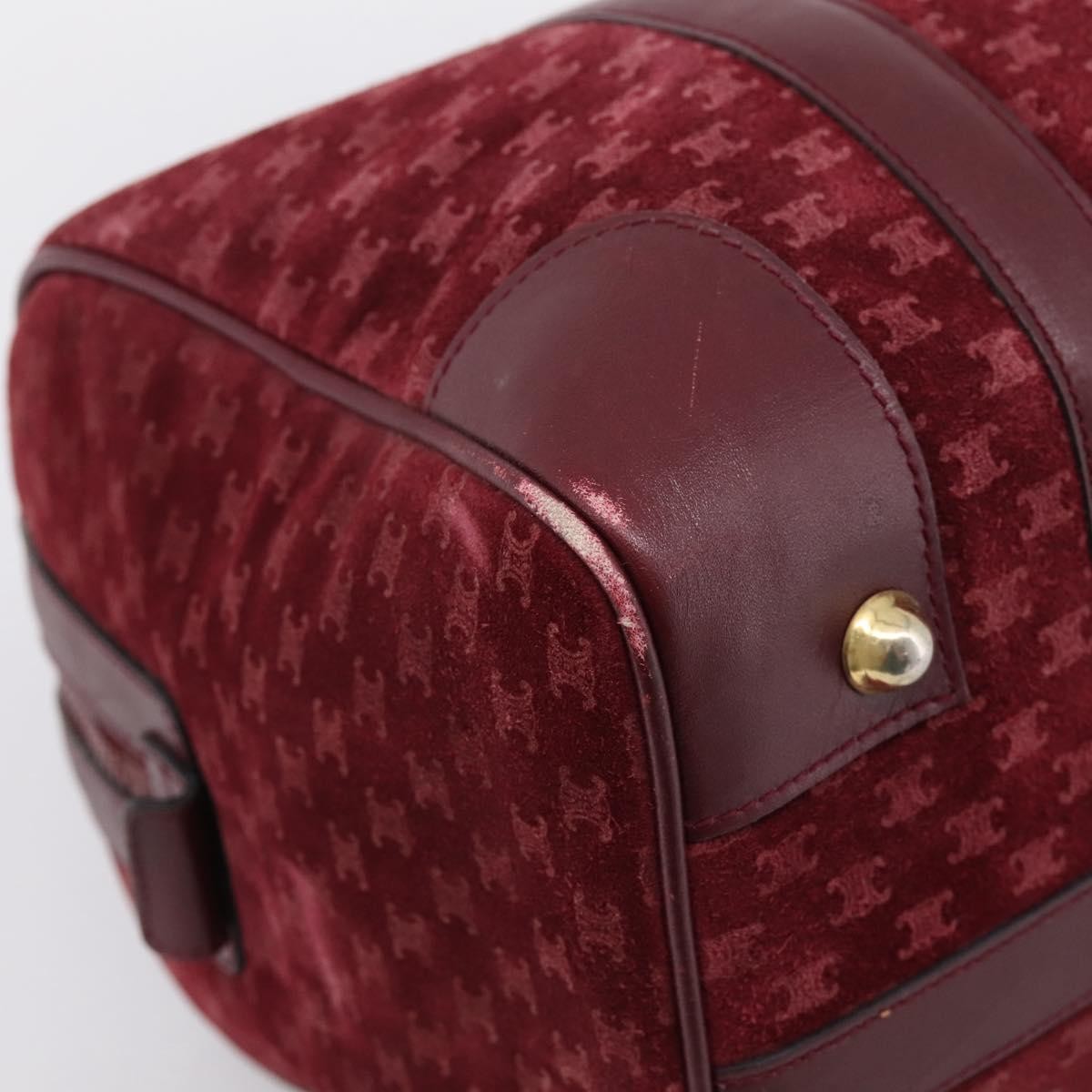 Celine Vintage Macadam Boston Velvet And Leather Burgundy Velvet Handbag (Pre-Owned)