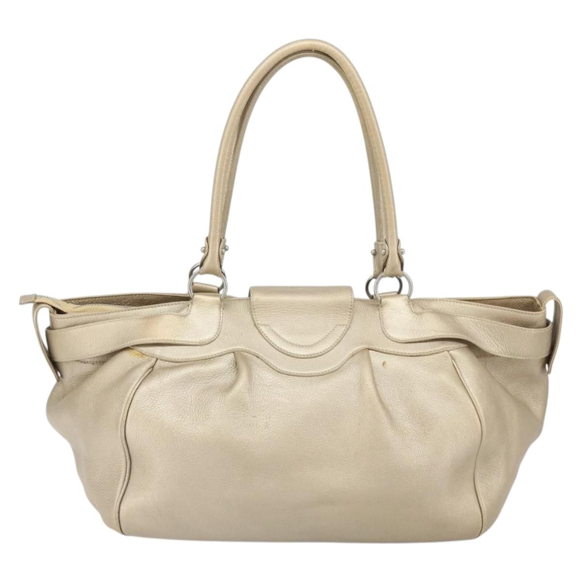 Salvatore Ferragamo Gancini Leather Gold Leather Handbag (Pre-Owned)