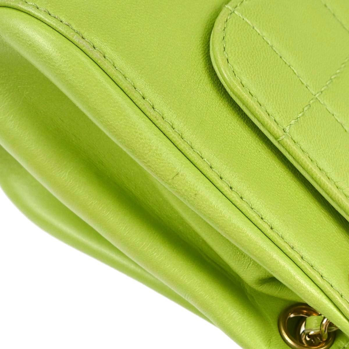 Chanel Chocolate Bar Mademoiselle Lock Chain Quilted Velvet Green Leather Shoulder Bag Bag (Pre-Owned)