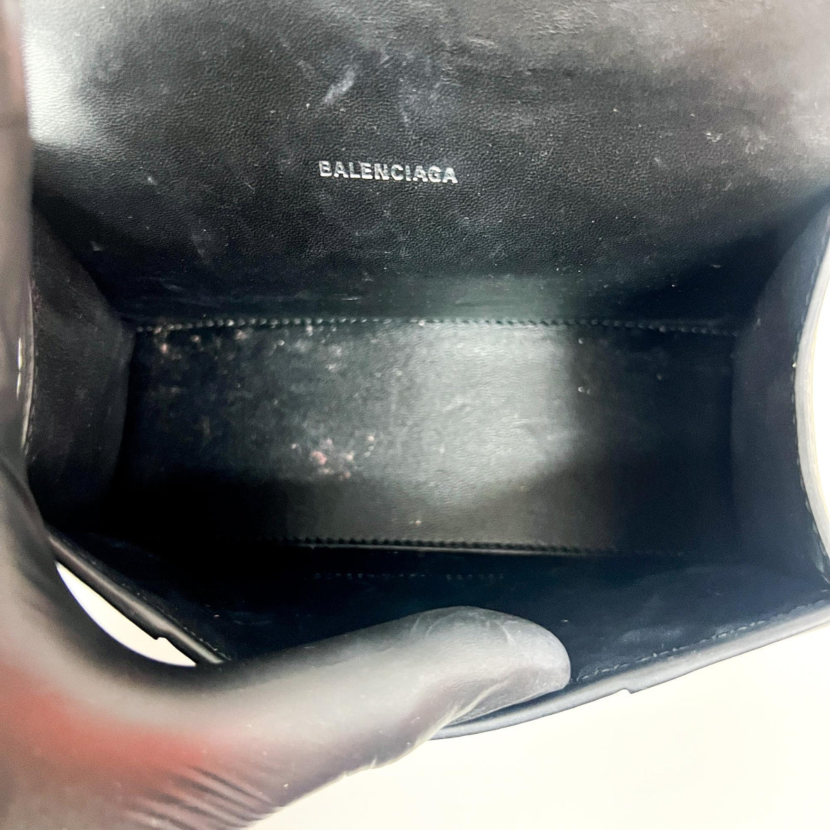 Balenciaga Hourglass Top Handle Leather With Crystals Black Leather Handbag (Pre-Owned)