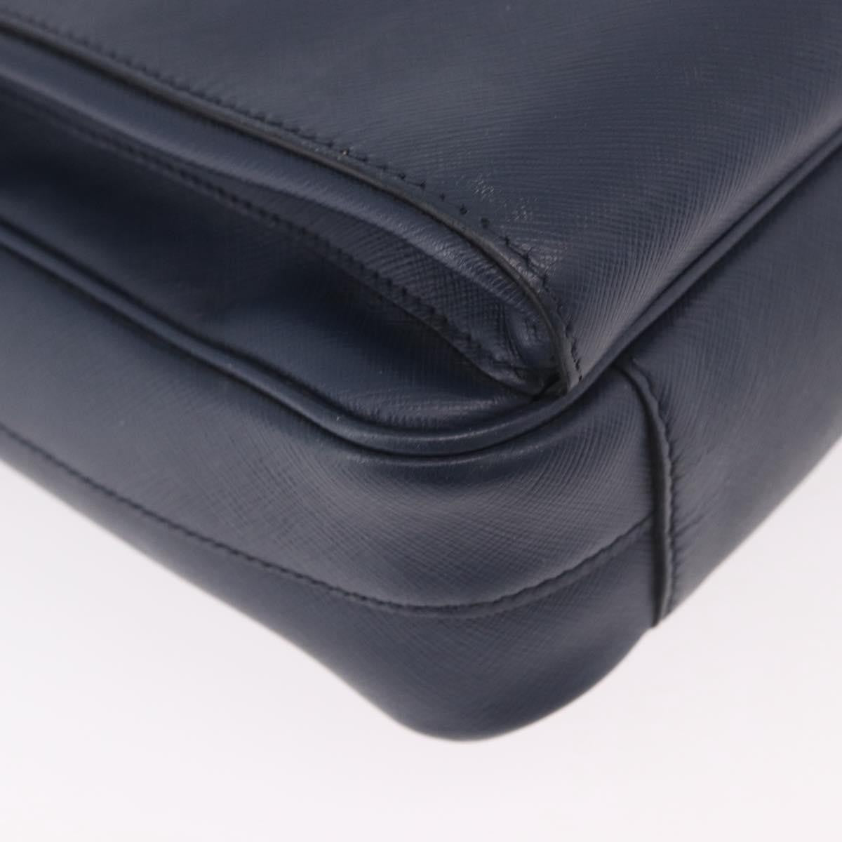 Prada Briefcase Leather Blue Leather Briefcase Bag (Pre-Owned)