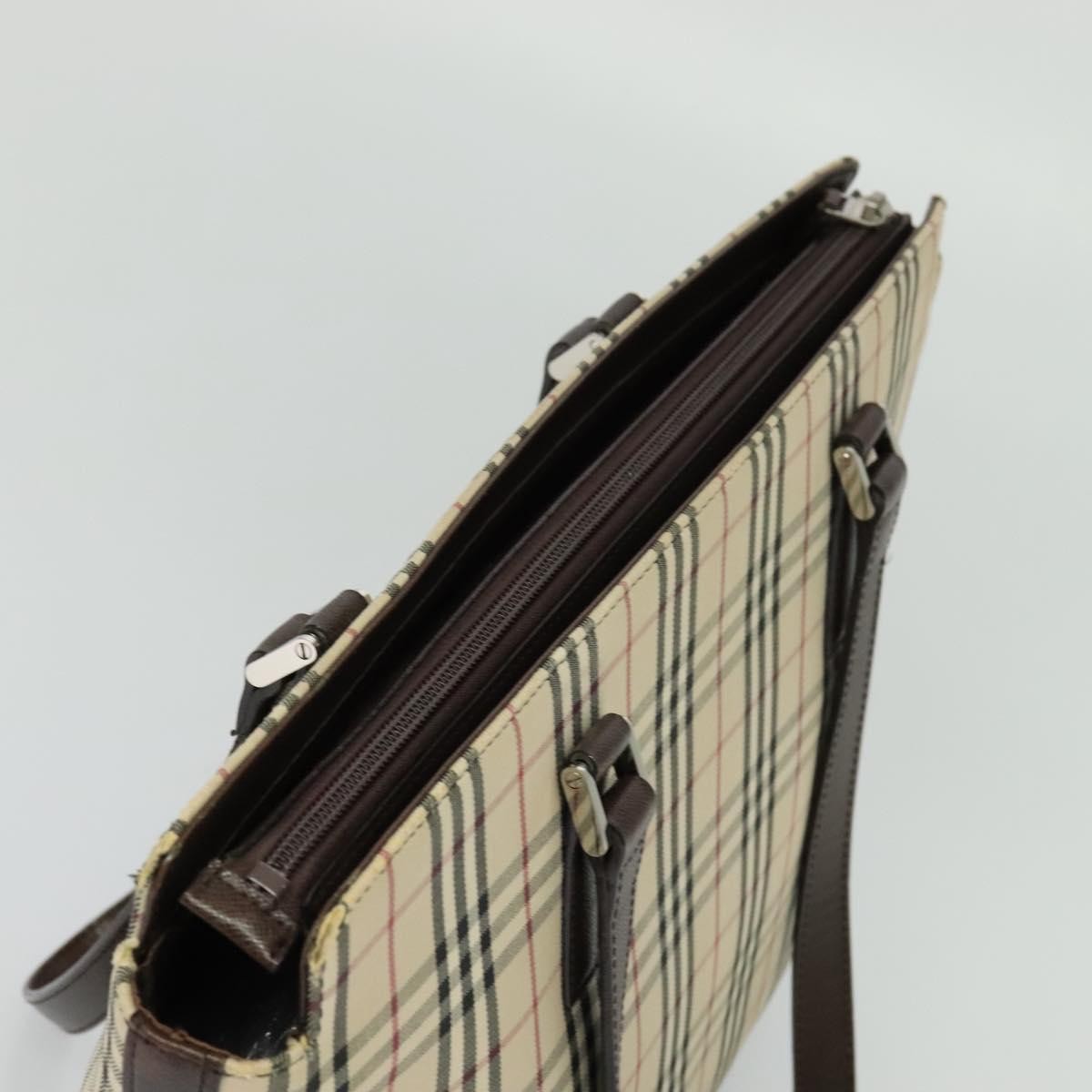 Burberry Nova Check Tote Canvas And Leather Beige Canvas Tote Bag Bag (Pre-Owned)
