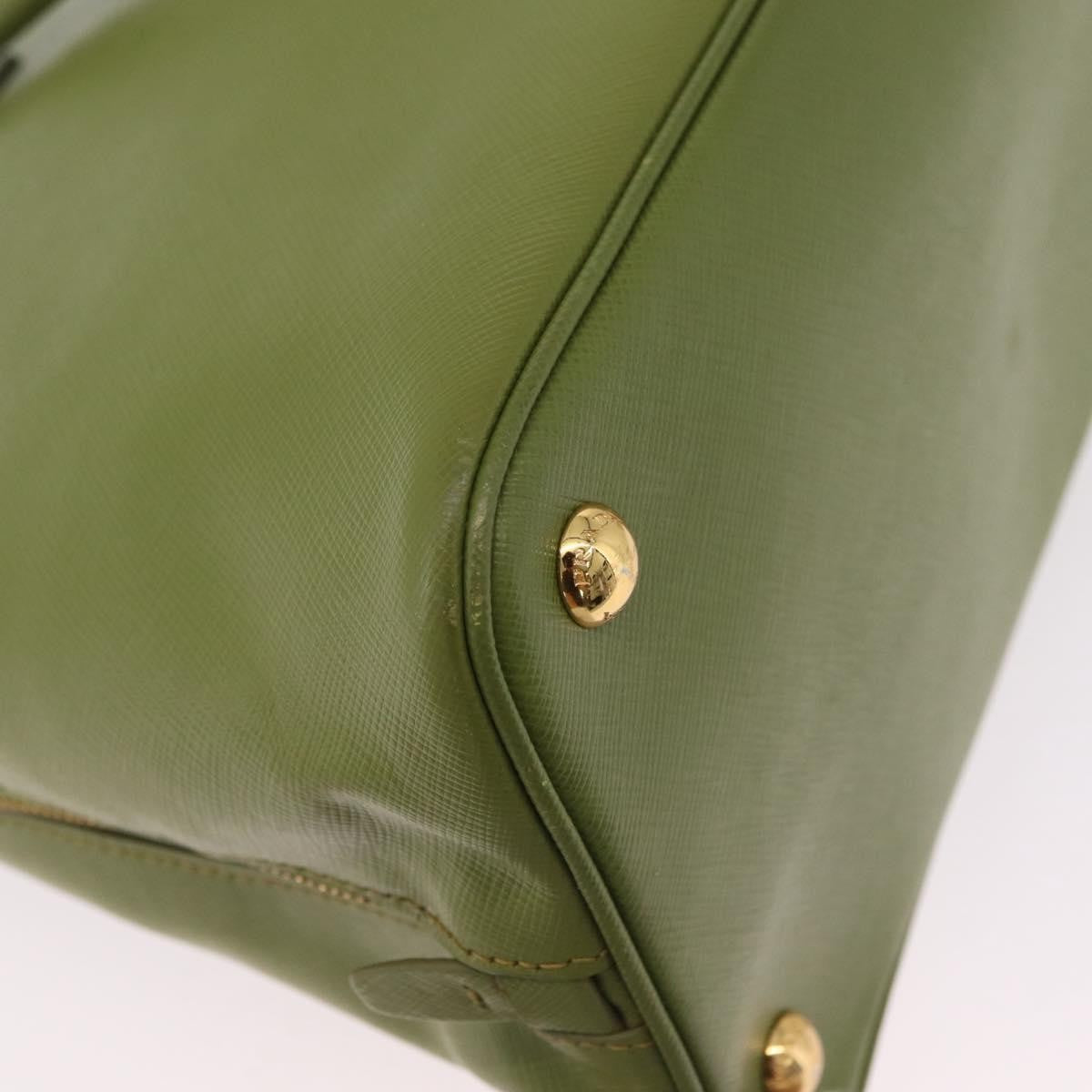 Prada Promenade Saffiano Leather Green Leather Handbag (Pre-Owned)