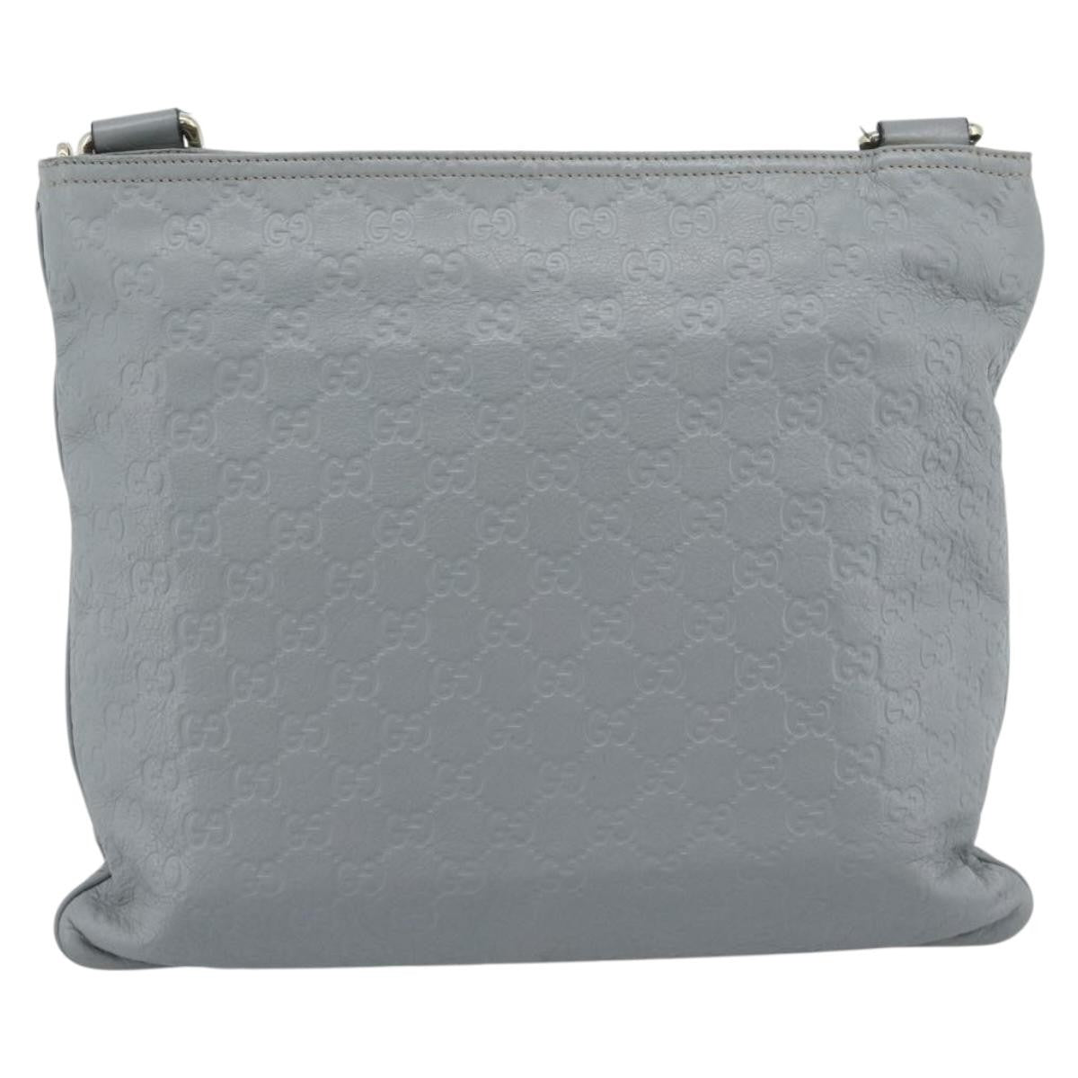 Gucci Zip Top Messenger Guccissima Leather Gray Canvas Shoulder Bag Bag (Pre-Owned)