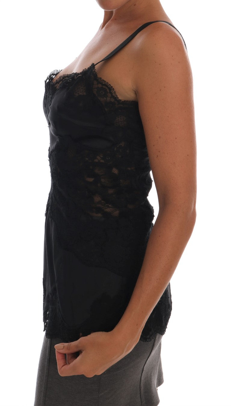 Dolce & Gabbana Silk Blend Black Lace Top Dressing Women's Gown