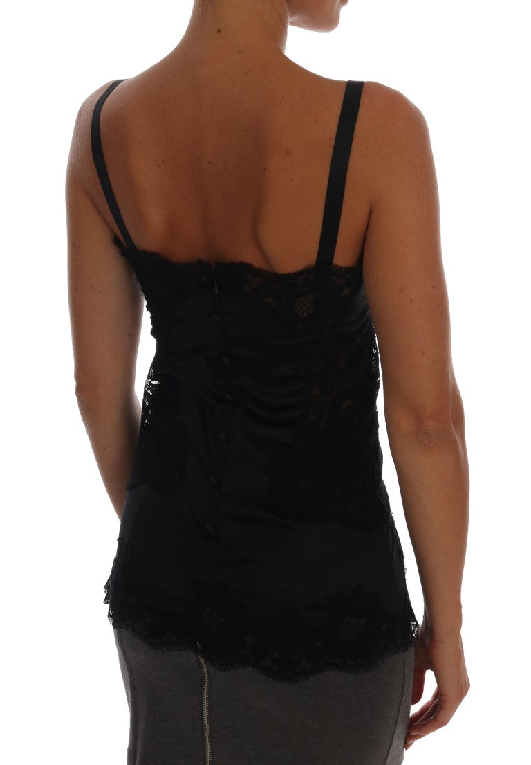 Dolce & Gabbana Silk Blend Black Lace Top Dressing Women's Gown