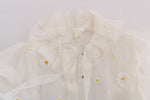 Dolce & Gabbana Elegant White Silk Daisy Women's Blouse