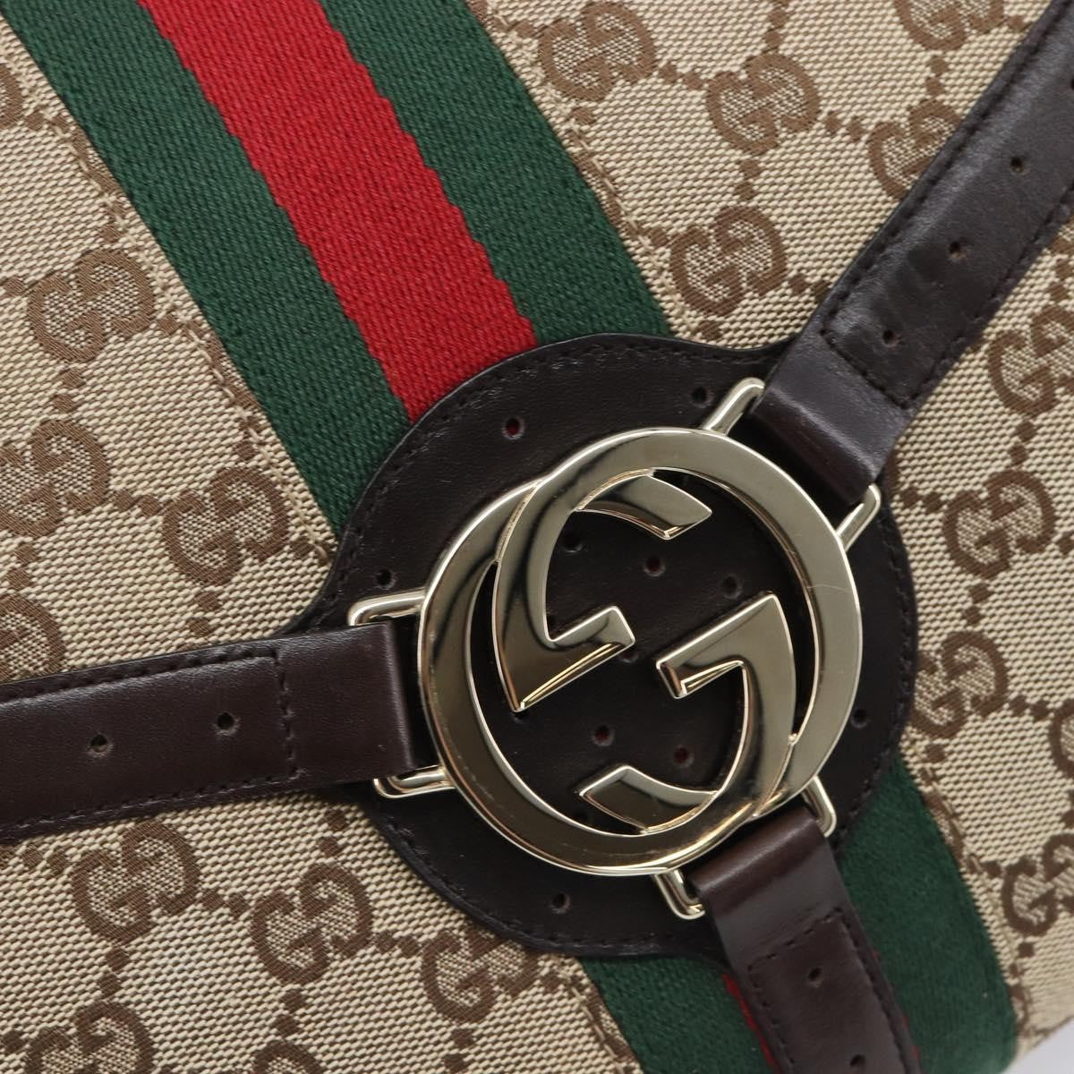 Gucci Reins Web Canvas Beige Canvas Shoulder Bag Bag (Pre-Owned)