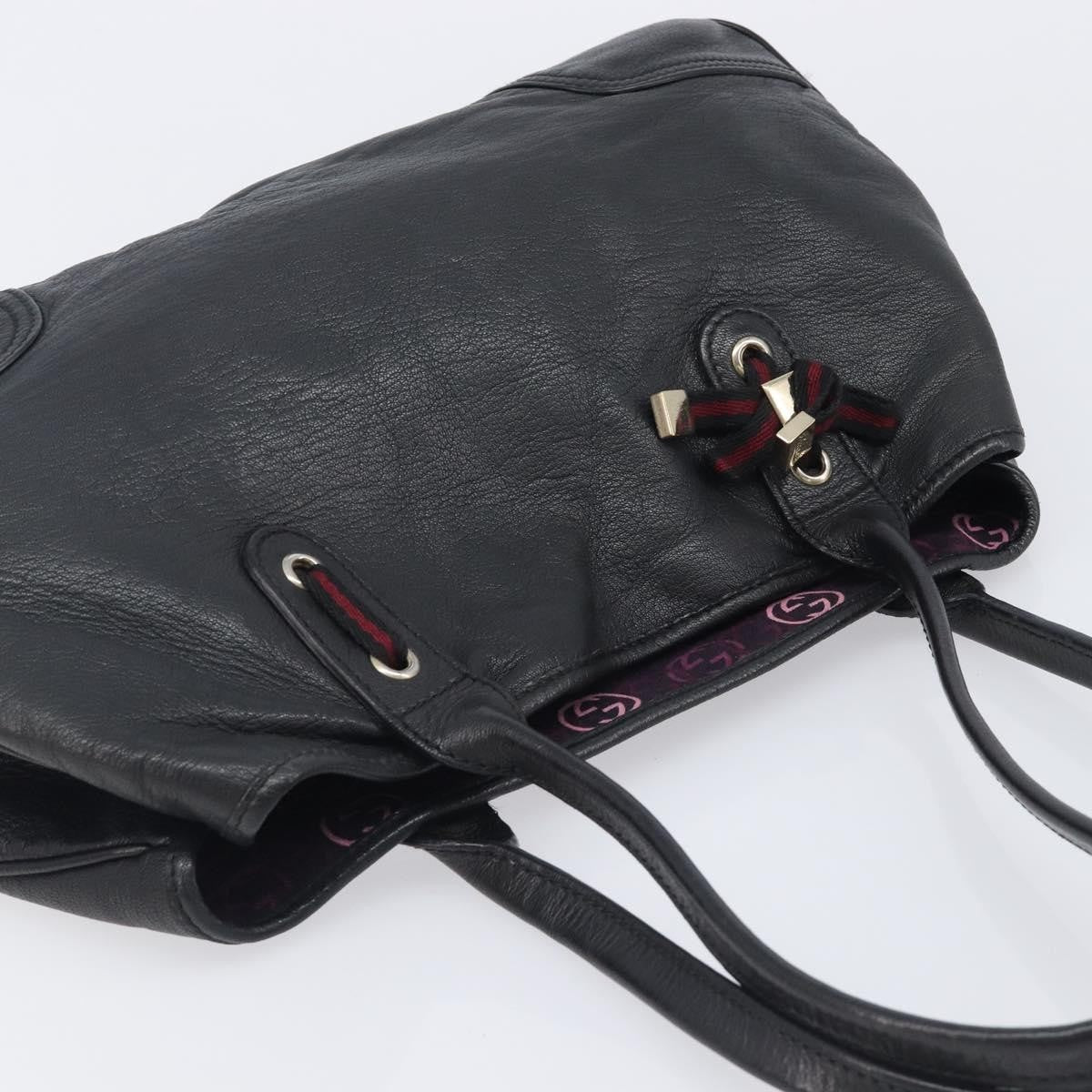 Gucci Princy Leather Black Leather Tote Bag Bag (Pre-Owned)