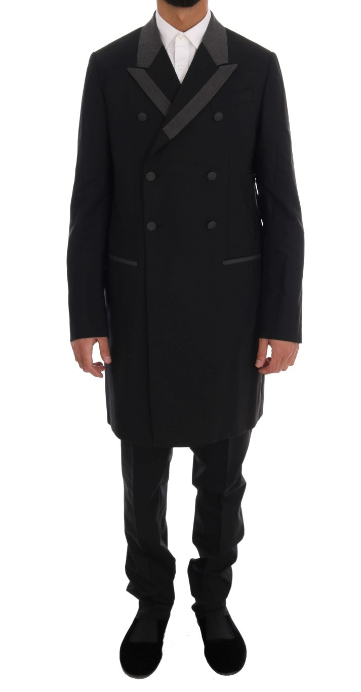 Dolce & Gabbana Black Wool Stretch 3 Piece Two Button Men's Suit