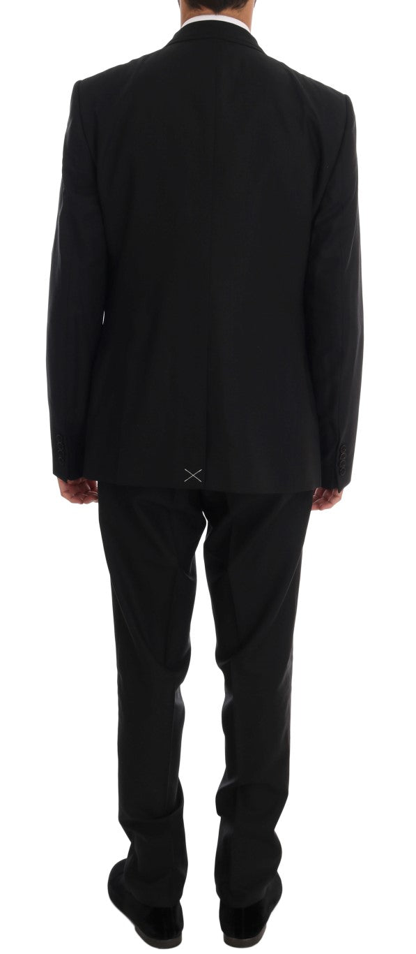 Dolce & Gabbana Black Wool Double Breasted Slim Fit Men's Suit