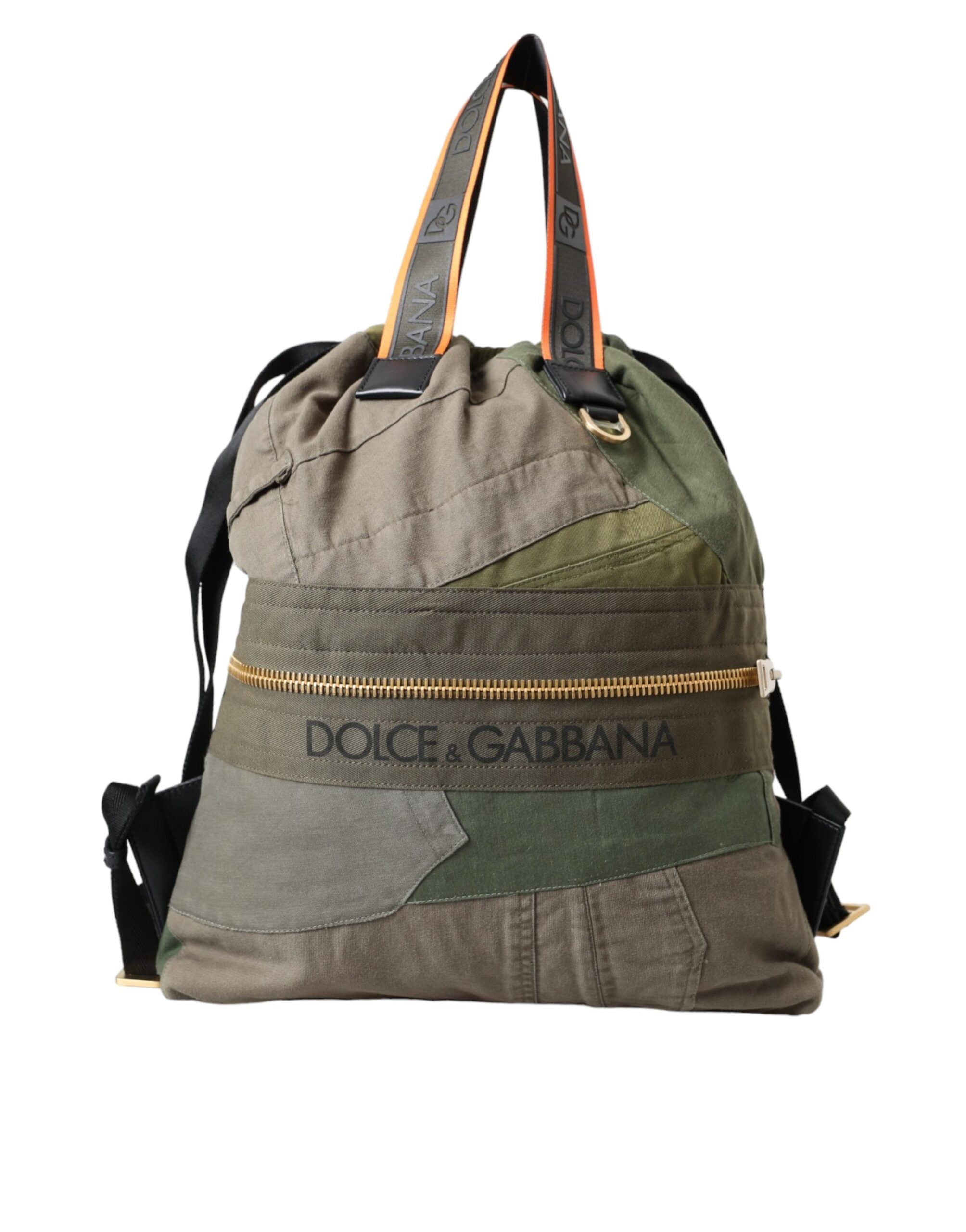 Dolce & Gabbana Military Green Patchwork Rucksack Backpack Men's Bag