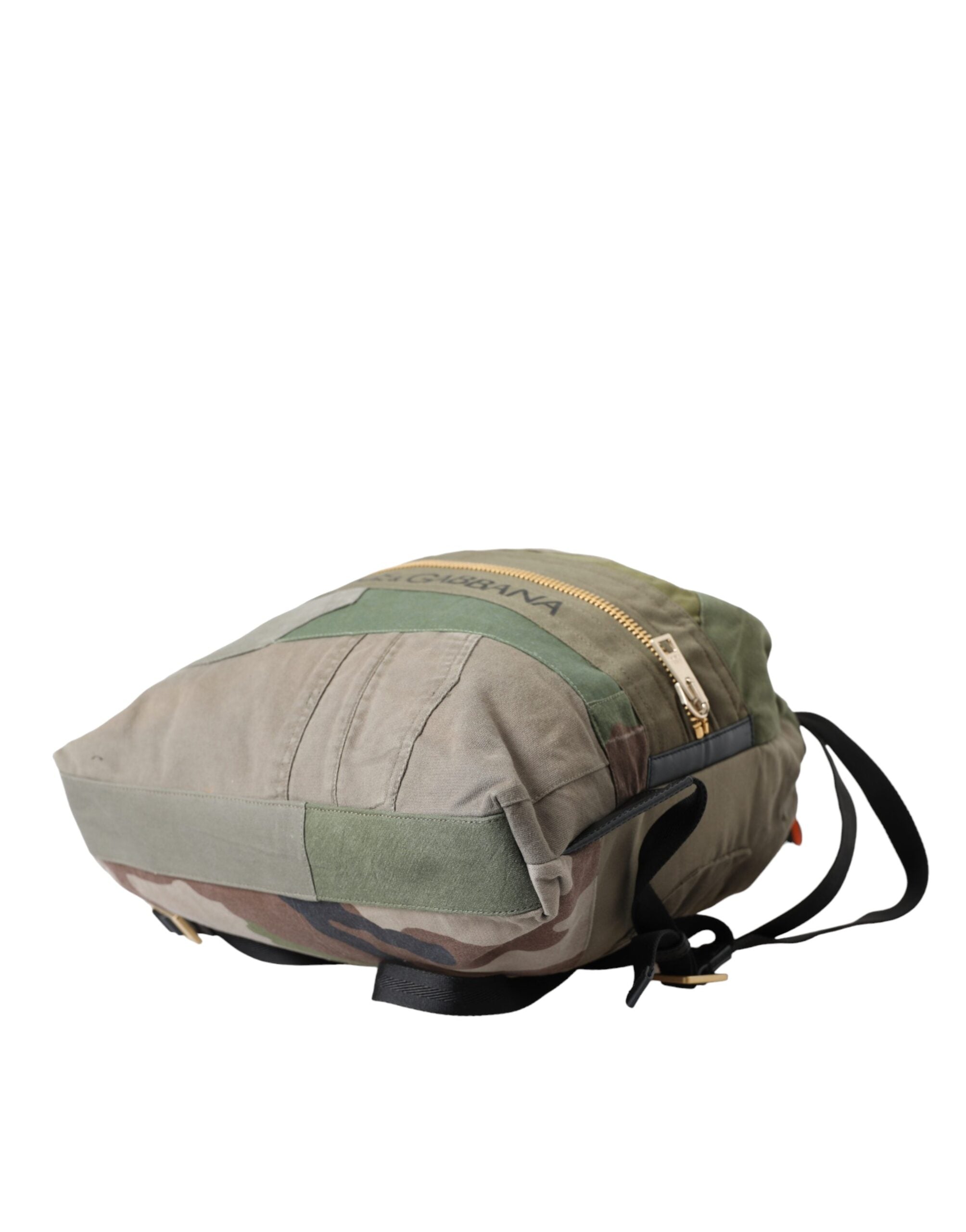 Dolce & Gabbana Military Green Patchwork Rucksack Backpack Men's Bag