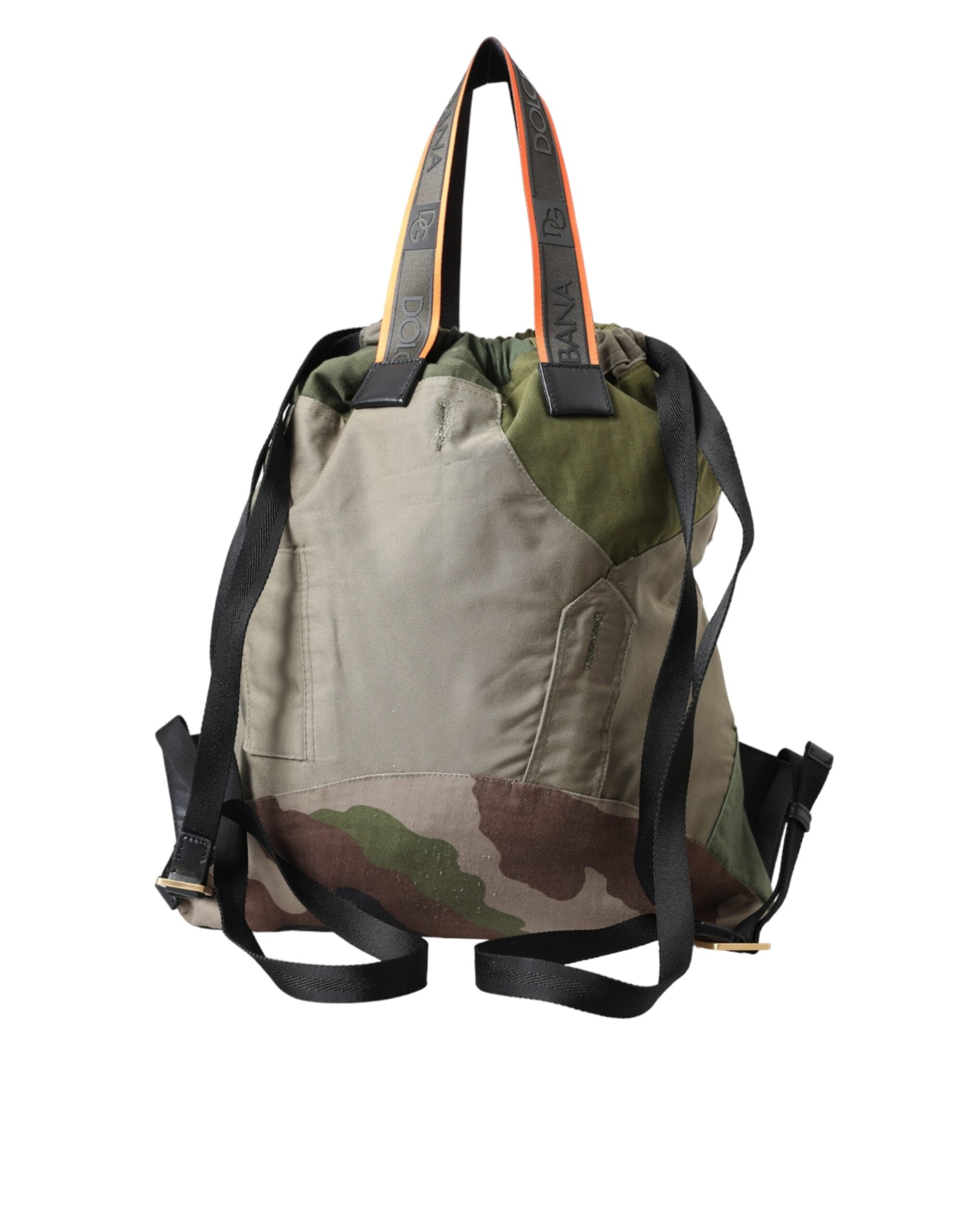 Dolce & Gabbana Military Green Patchwork Rucksack Backpack Men's Bag