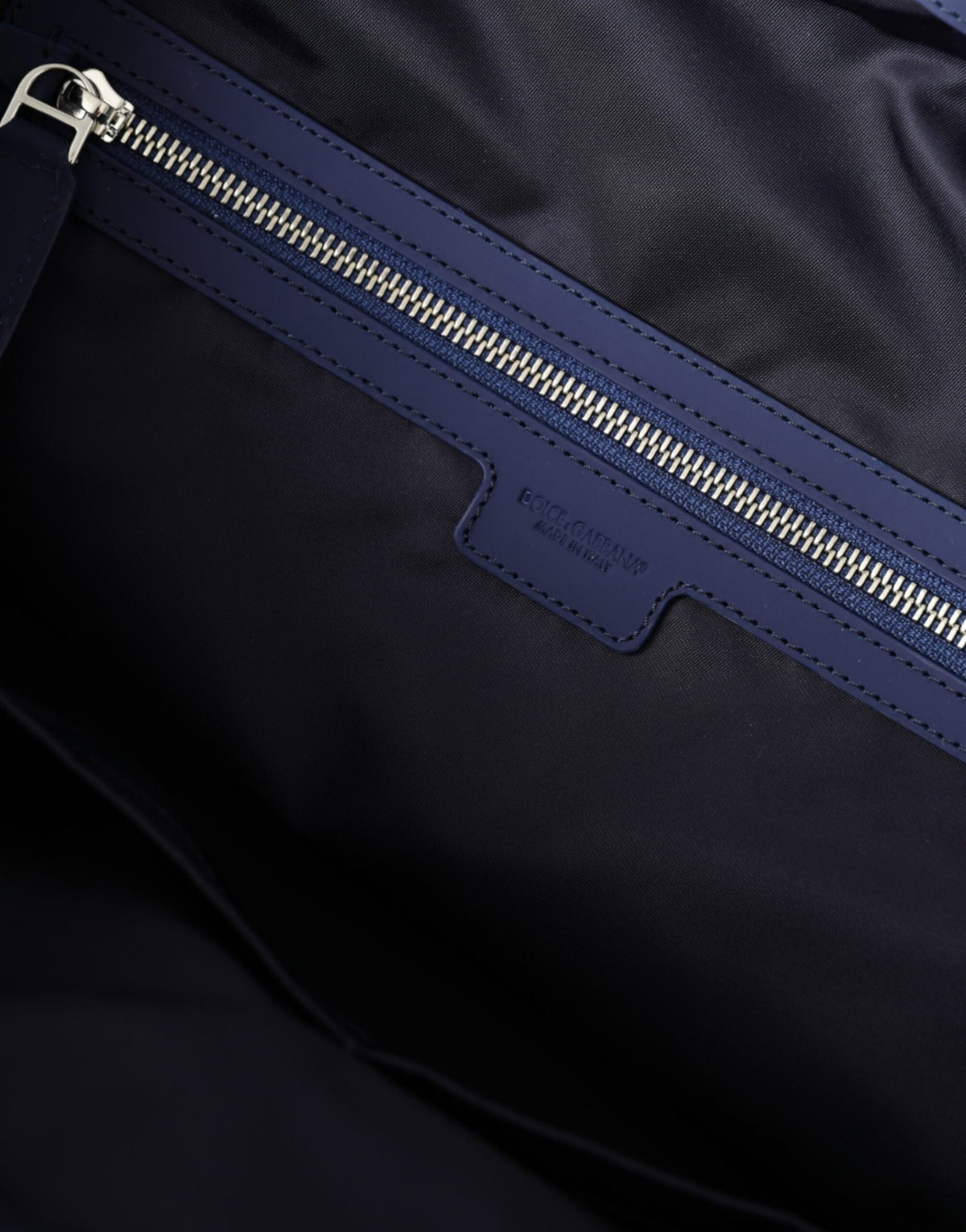 Dolce & Gabbana Blue Nylon Calfskin Hand Shoulder Duffel Men's Bag