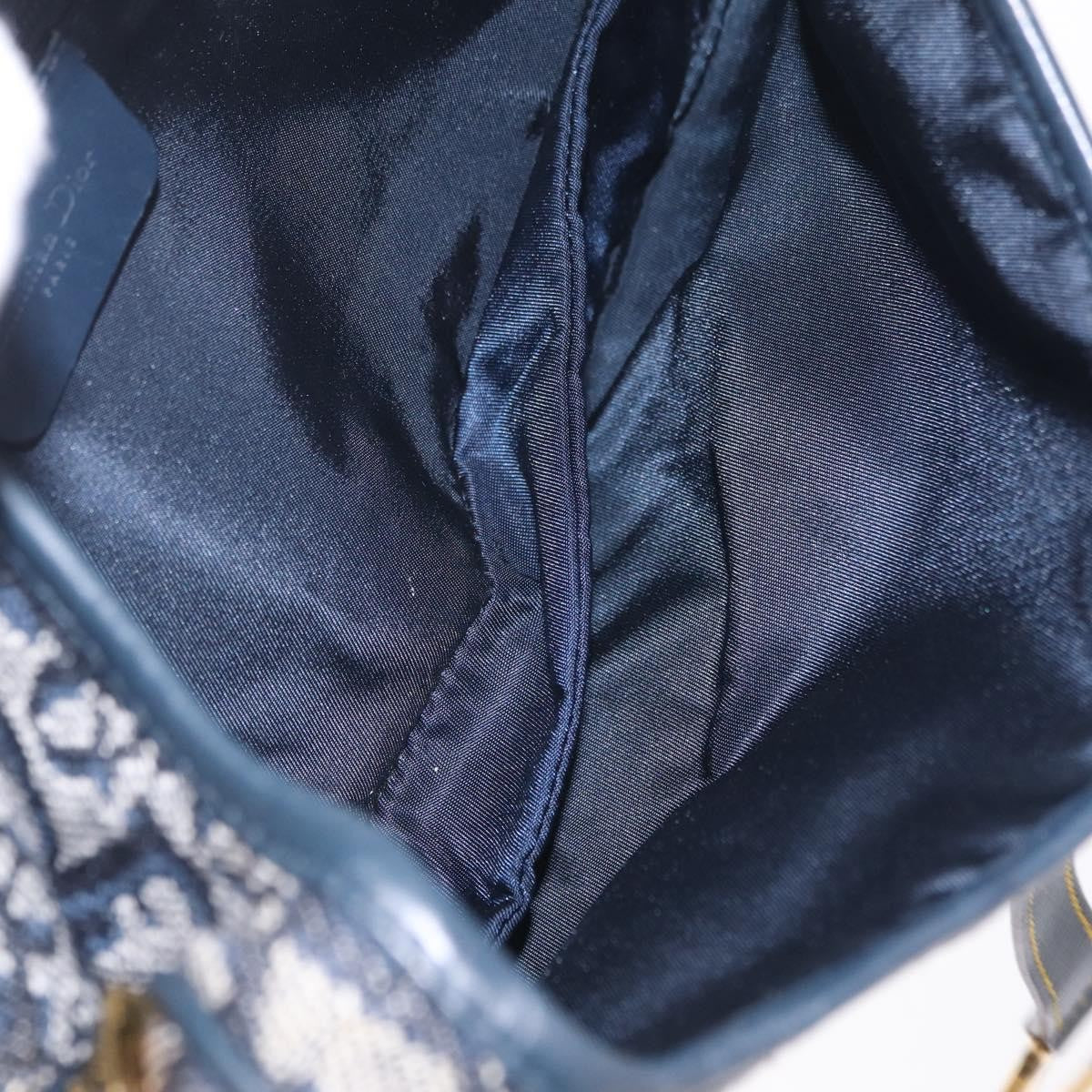 Christian Dior Vintage Double Saddle Diorissimo Canvas Navy Canvas Handbag (Pre-Owned)