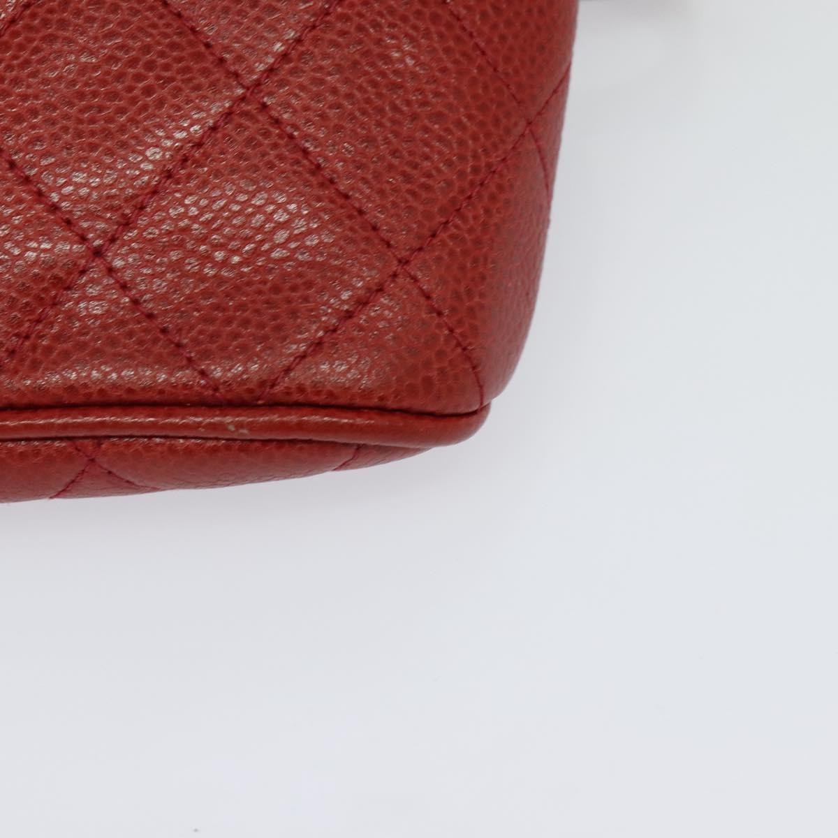 Chanel Vintage Zip Belt Quilted Caviar Red Leather Shoulder Bag Bag (Pre-Owned)