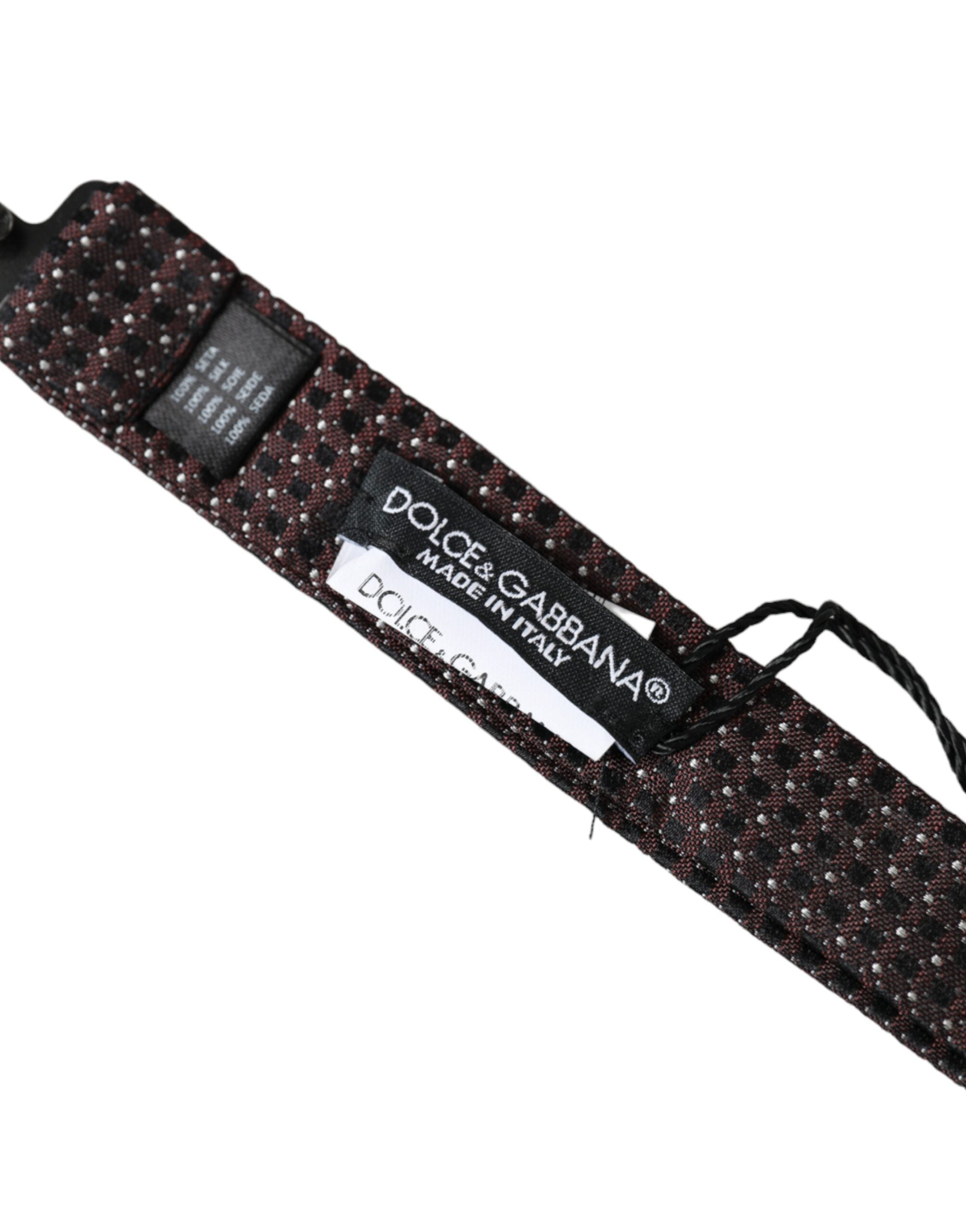 Dolce & Gabbana Brown Fantasy Silk Adjustable Neck Men Papillon Bow Men's Tie
