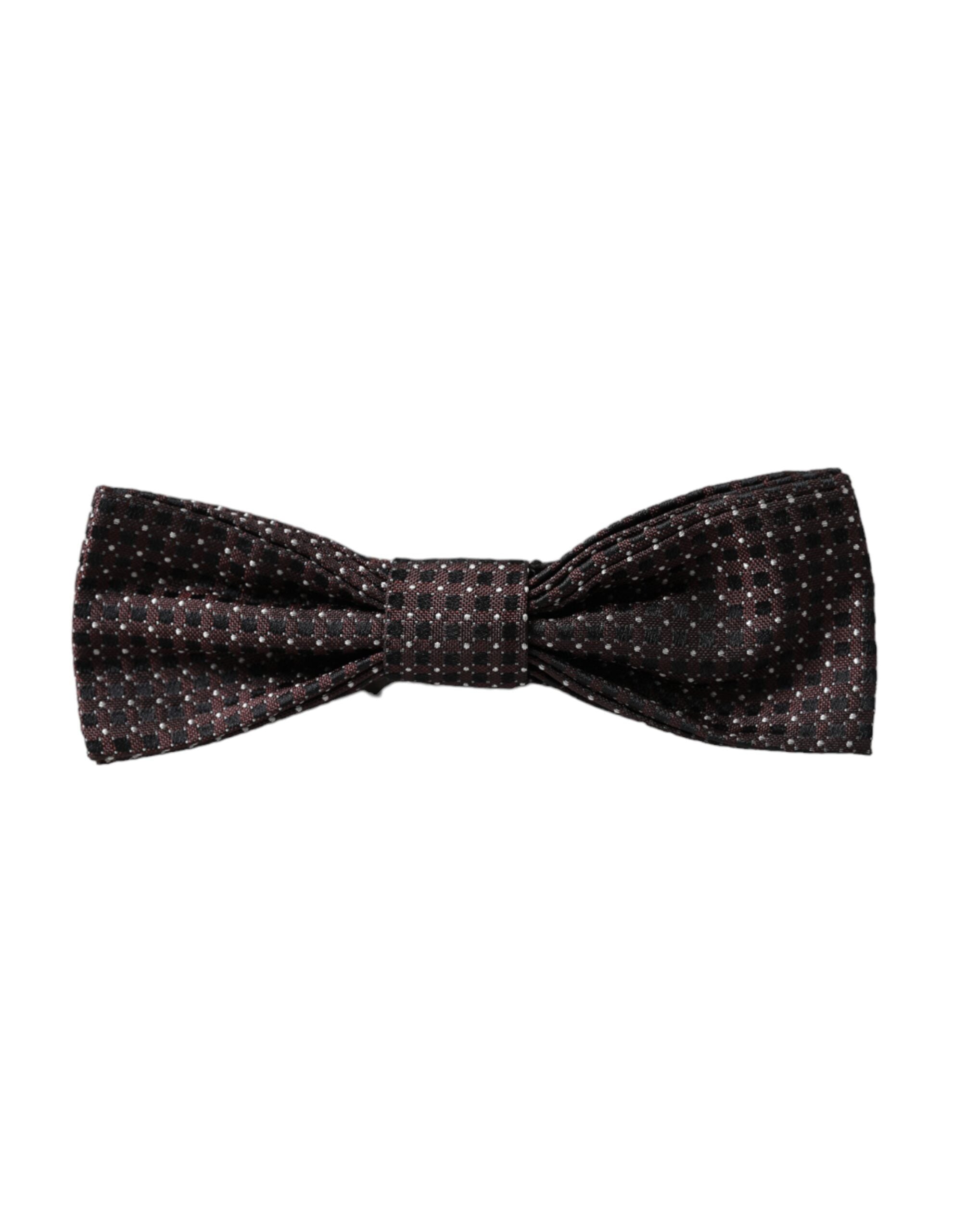 Dolce & Gabbana Brown Fantasy Silk Adjustable Neck Men Papillon Bow Men's Tie
