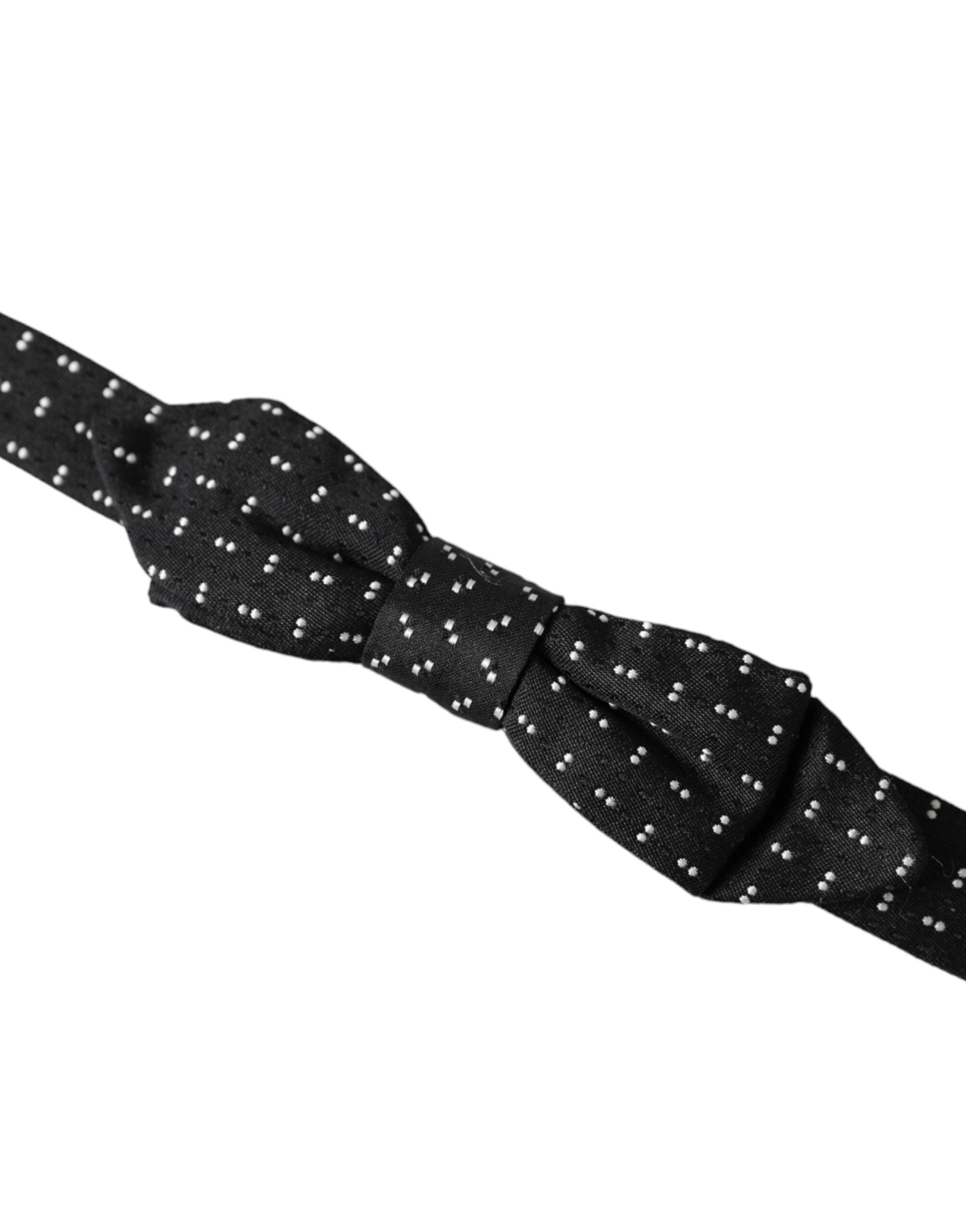 Dolce & Gabbana Black Silk Patterned Adjustable Neck Men Papillon Bow Men's Tie
