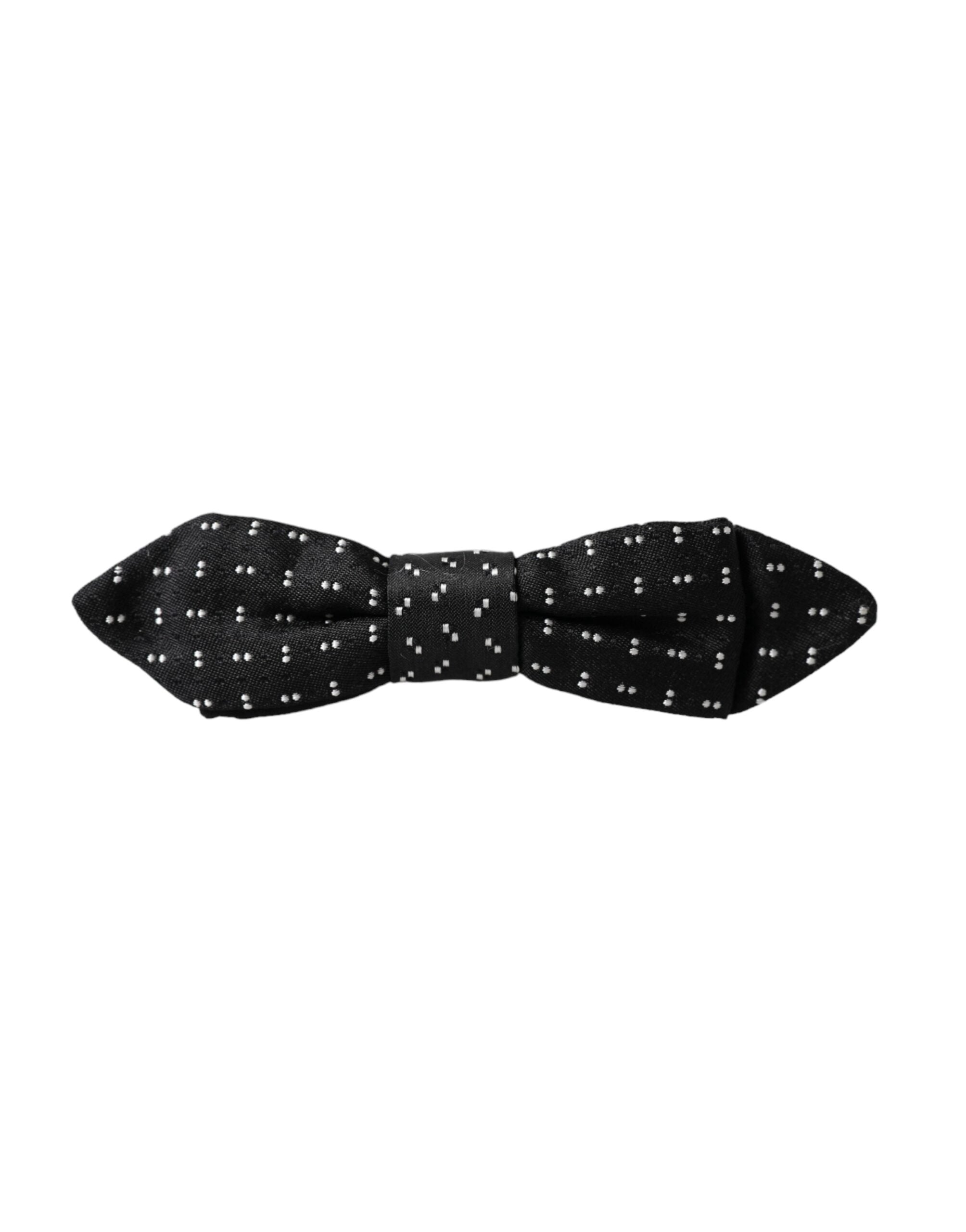 Dolce & Gabbana Black Silk Patterned Adjustable Neck Men Papillon Bow Men's Tie