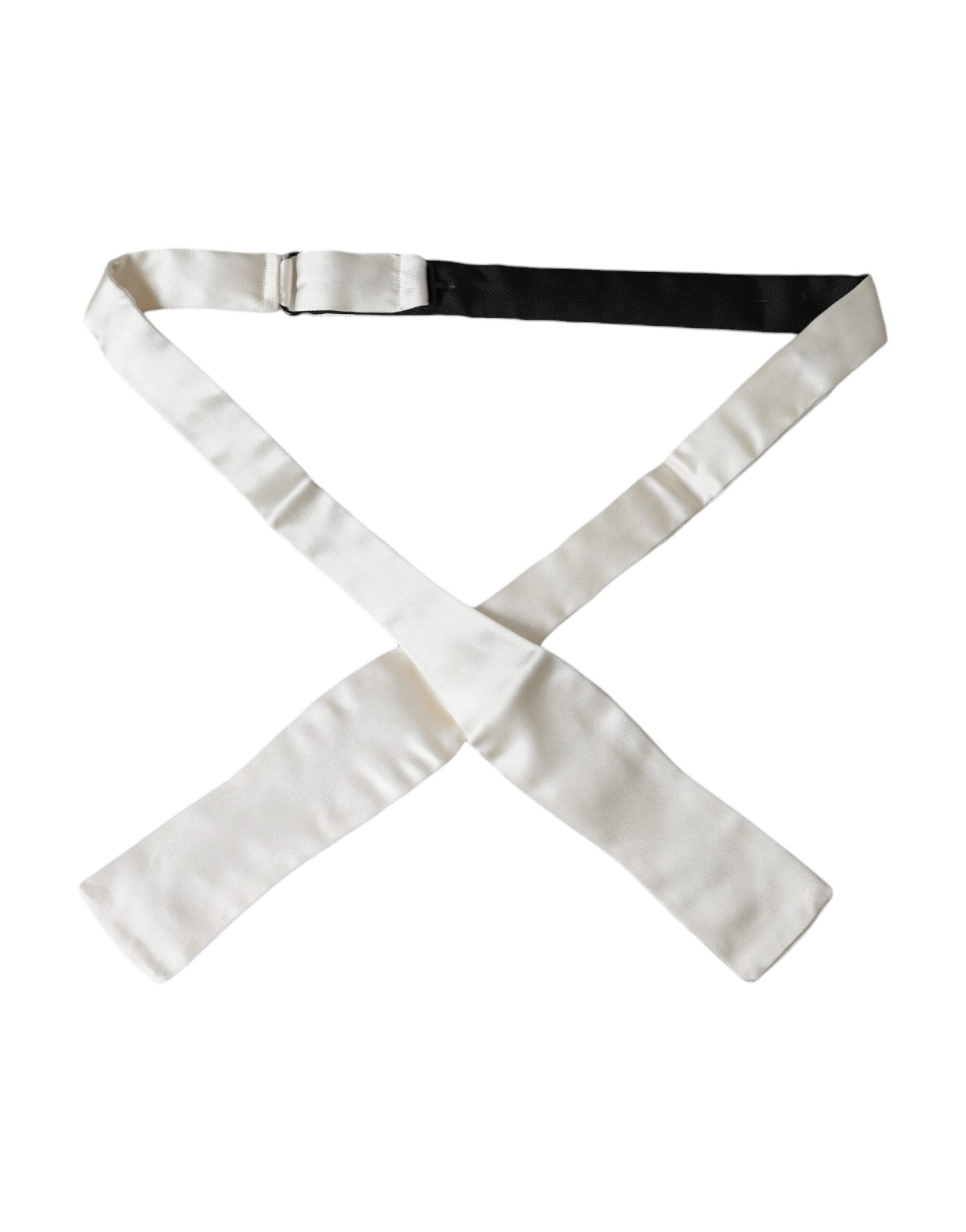 Dolce & Gabbana White Silk Slim Skinny NeckMen's Men Bow Men's Tie