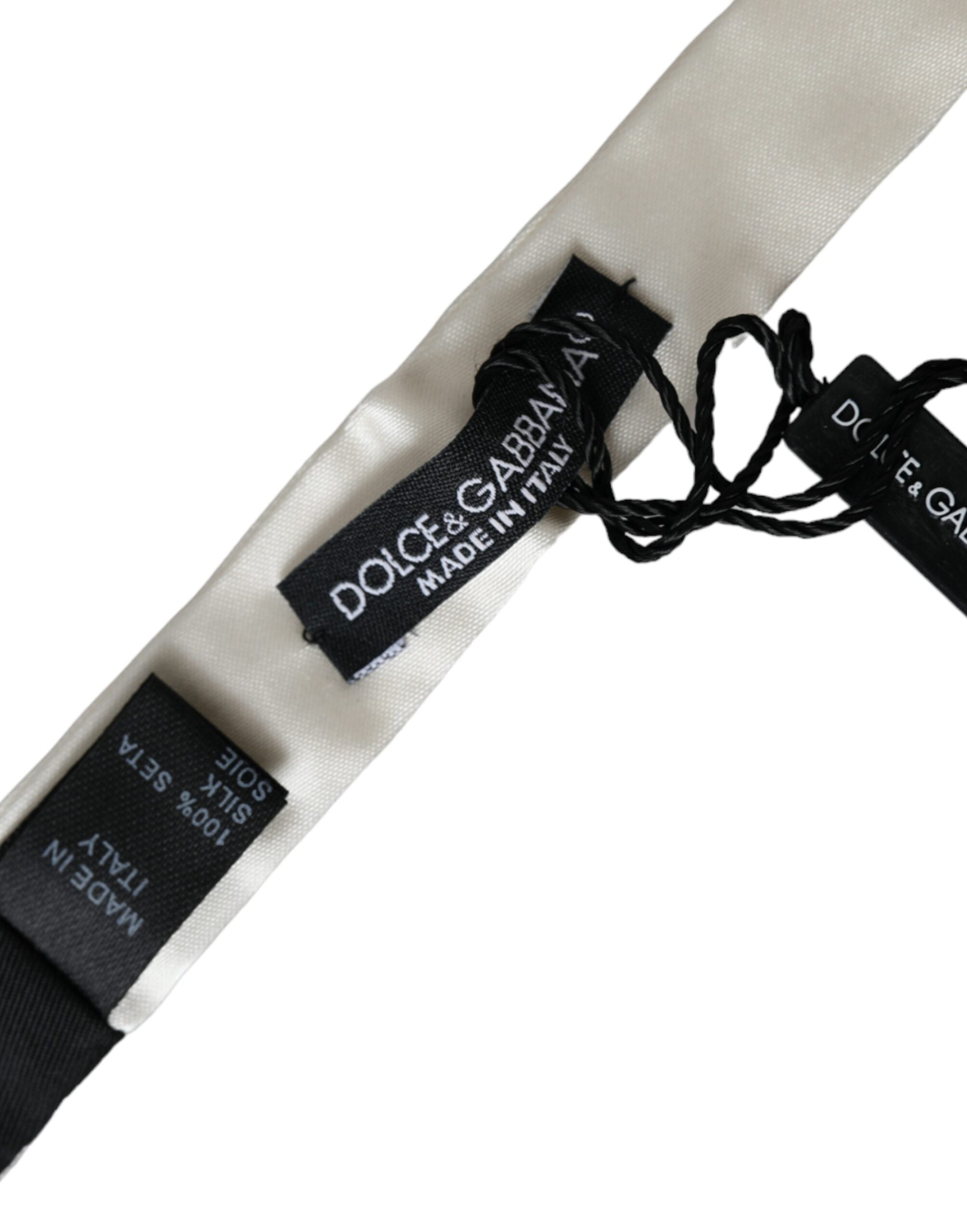 Dolce & Gabbana White Silk Slim Skinny NeckMen's Men Bow Men's Tie