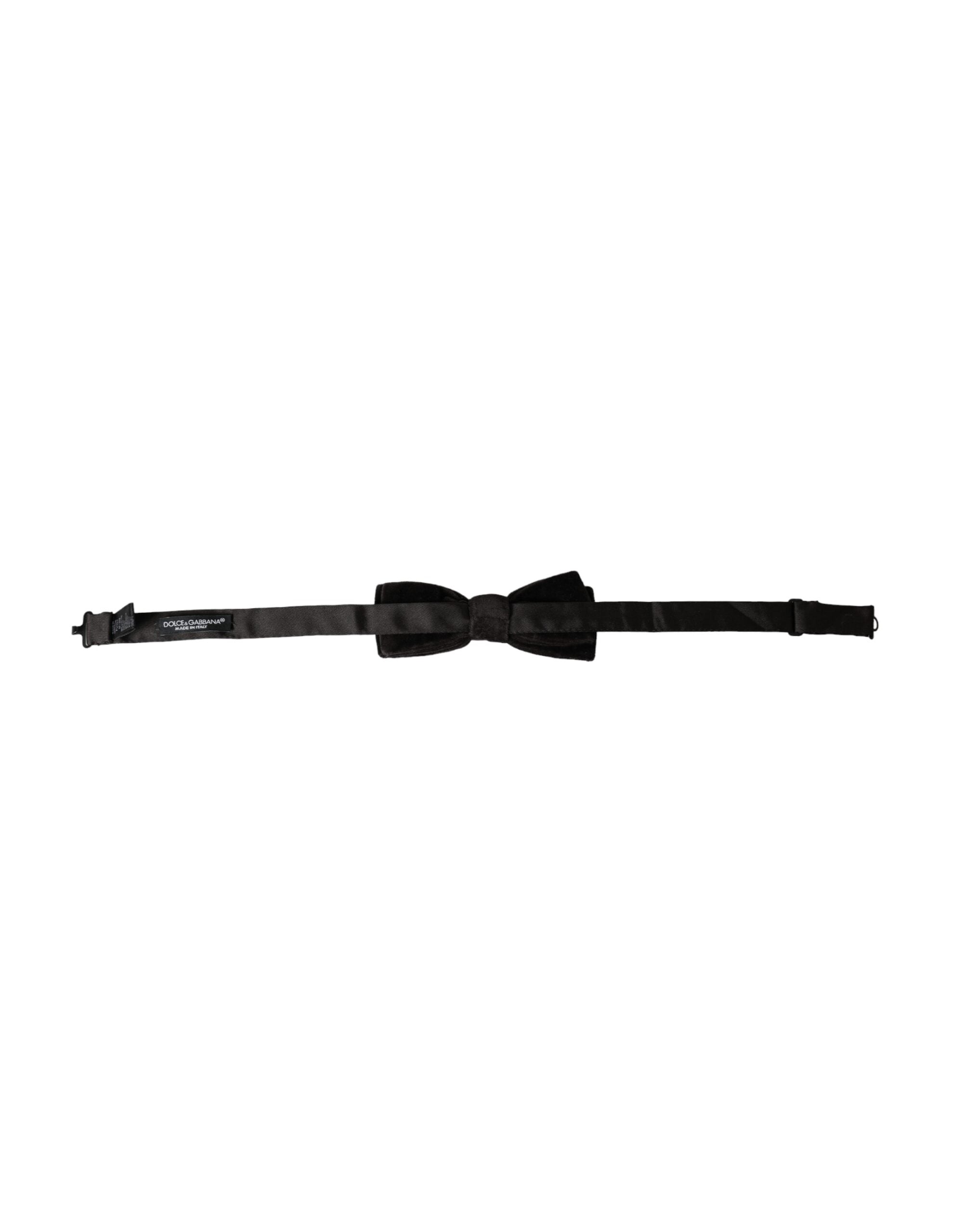 Dolce & Gabbana Black Velvet Cotton Adjustable Neck Men Bow Men's Tie