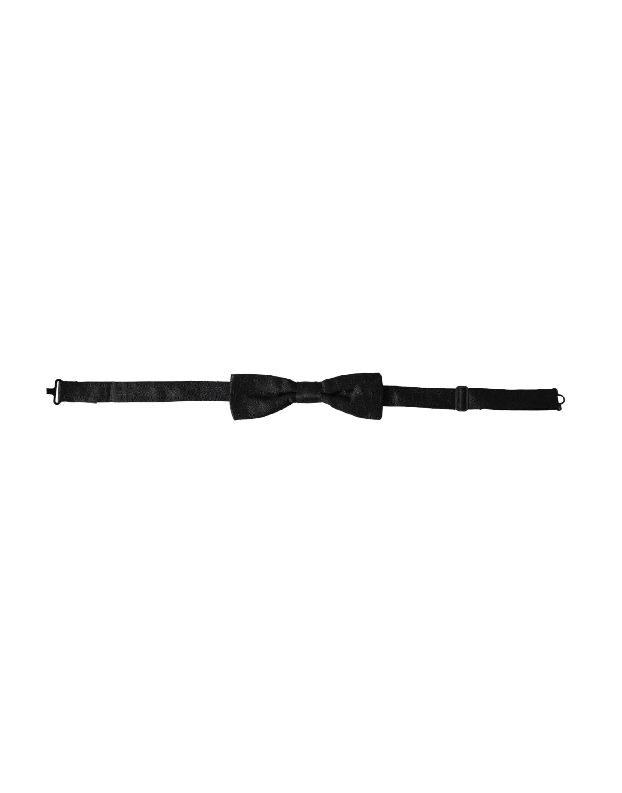 Dolce & Gabbana Black Silk Patterned Adjustable Neck Men Bow Men's Tie