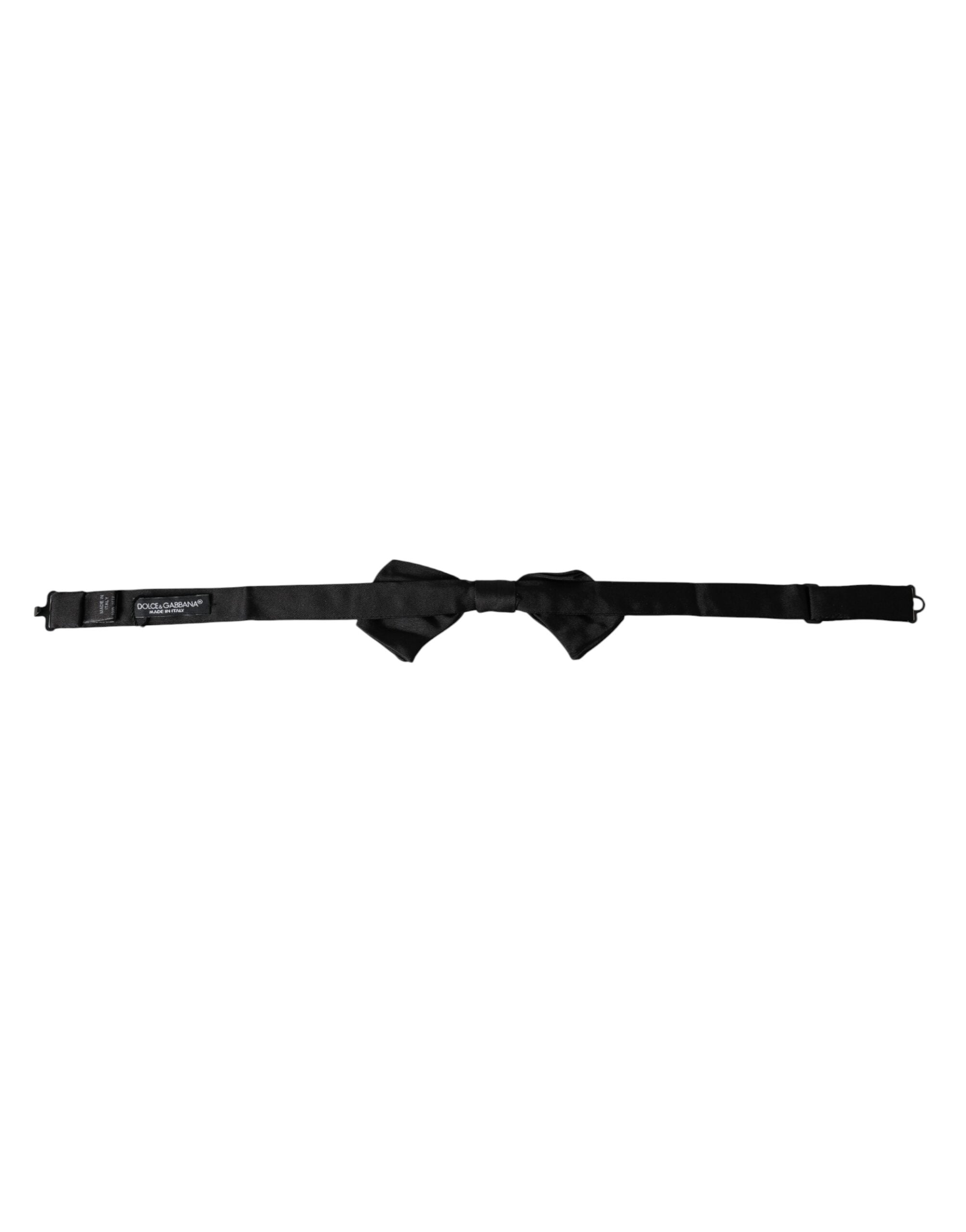 Dolce & Gabbana Black Satin Silk Adjustable Neck Men Bow Men's Tie