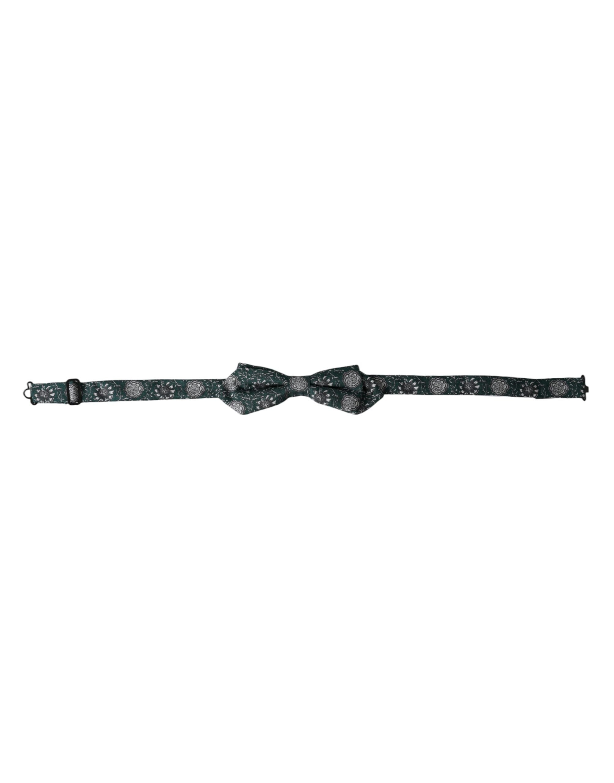 Dolce & Gabbana Green Silk Floral Adjustable Neck Men Bow Men's Tie