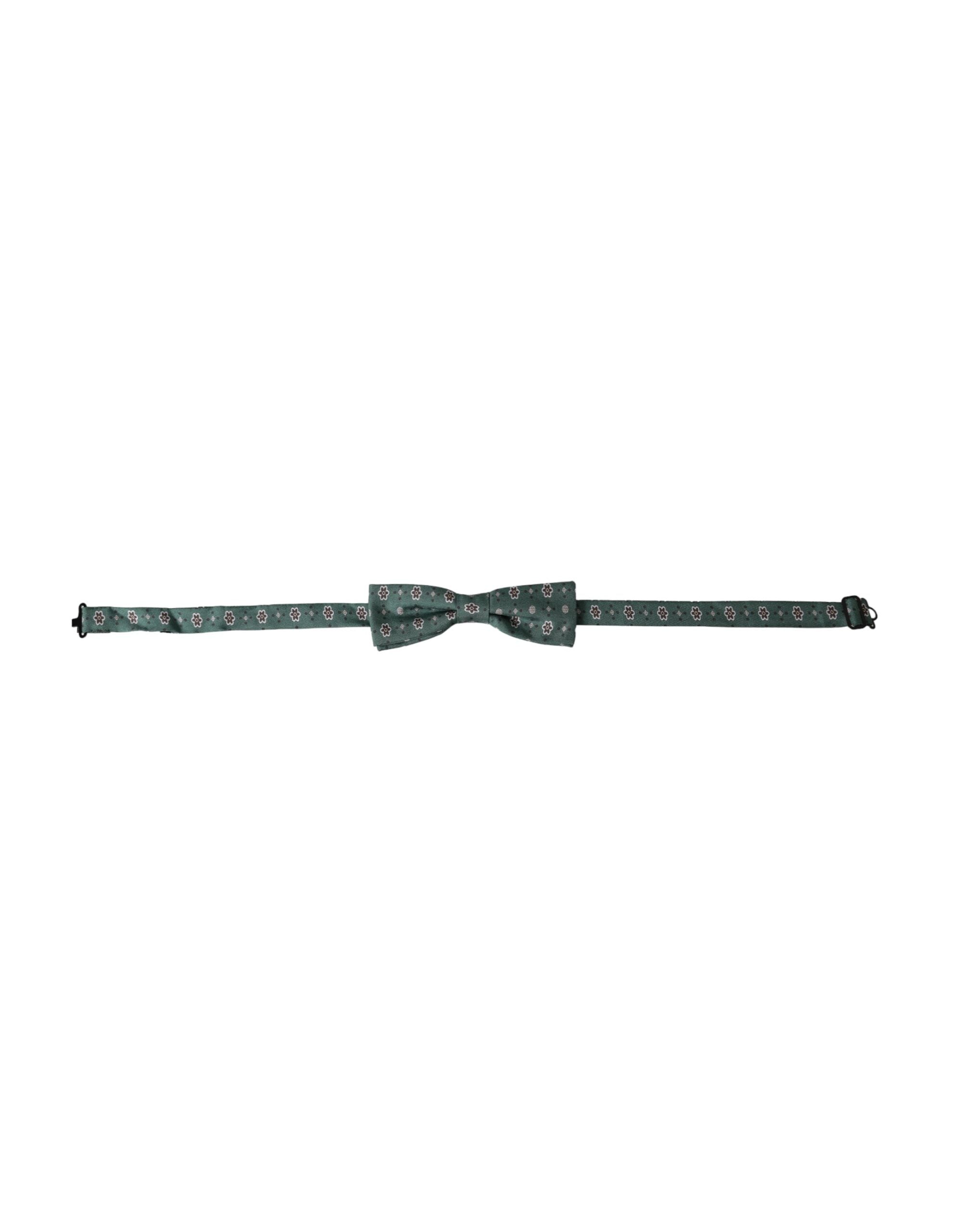 Dolce & Gabbana Mint Green Floral Adjustable Neck Men Bow Men's Tie