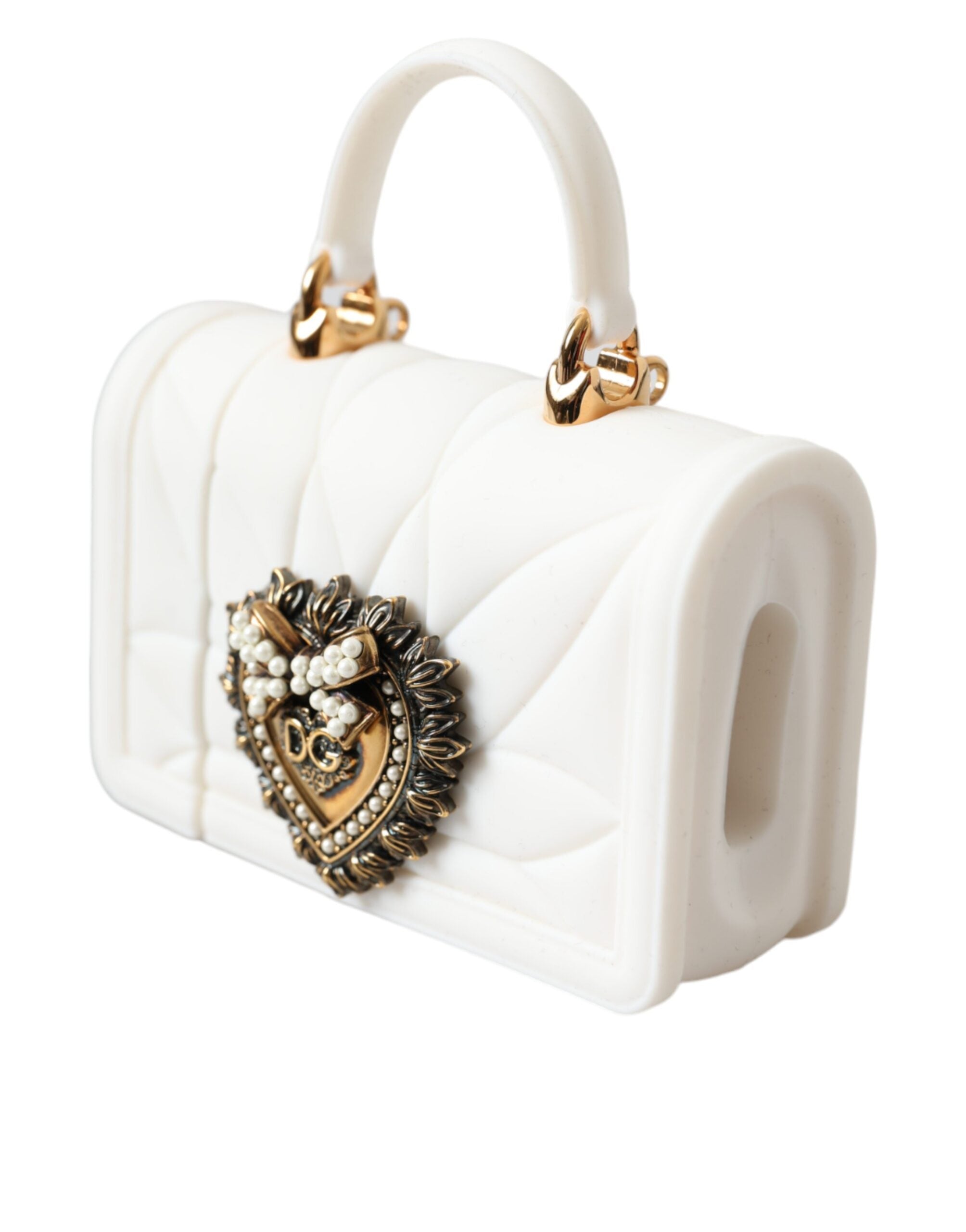 Dolce & Gabbana White Silicone Devotion Heart Cover Hand Bag Airpod Women's Case (Pre-Owned)